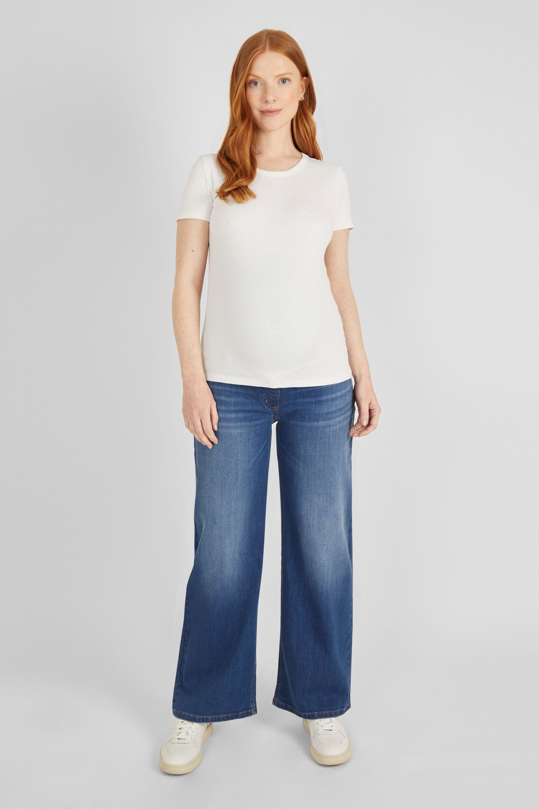 Mid Wash JoJo Maman Bébé Wide Leg Maternity Jeans