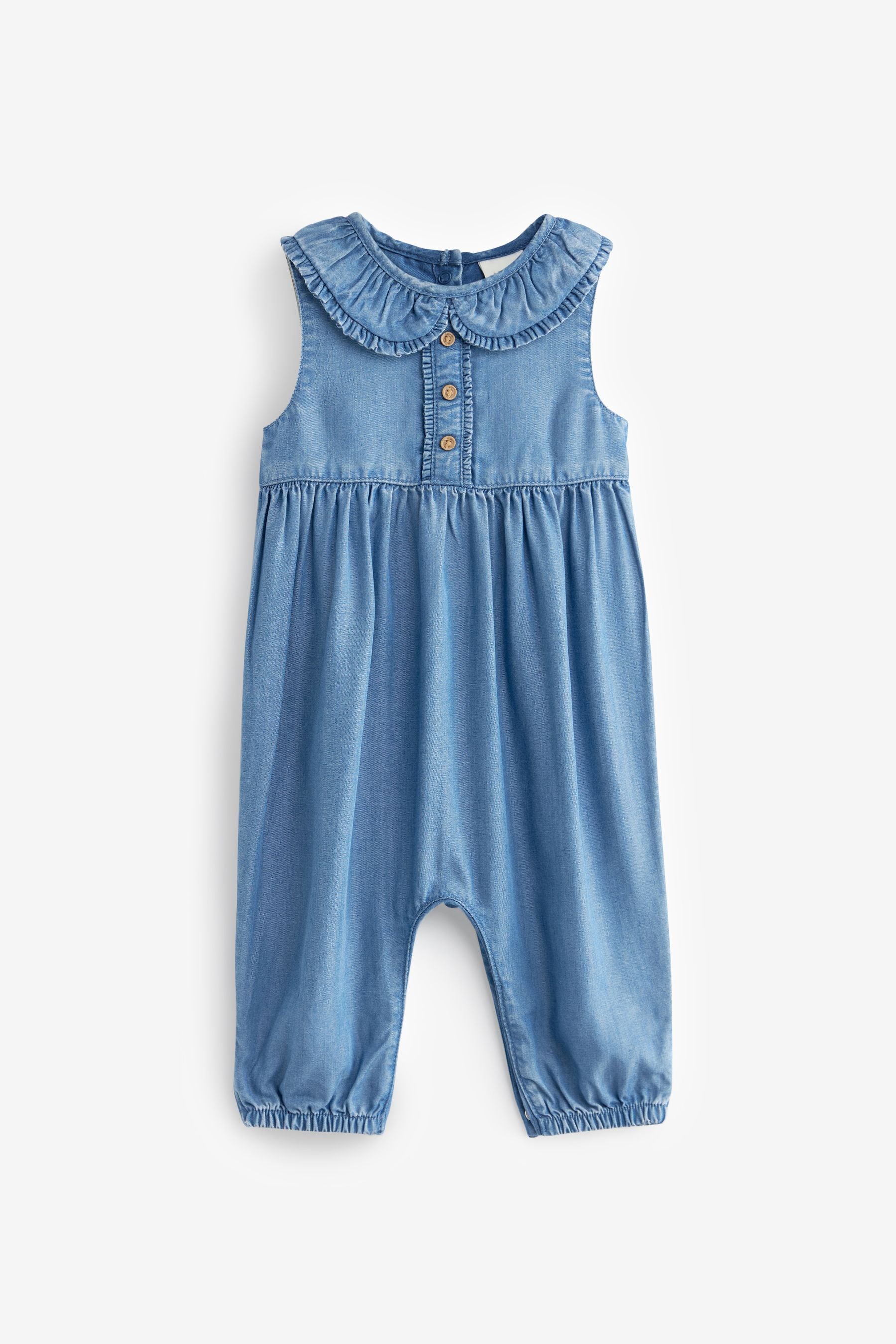 Denim Collared Baby Woven Jumpsuit (0mths-2yrs)