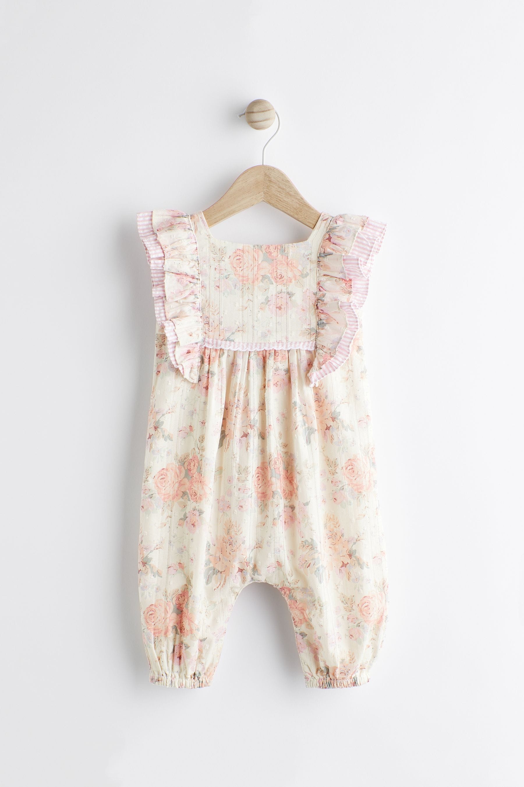 Pink Floral Baby 100% Cotton Woven Jumpsuit (0mths-2yrs)