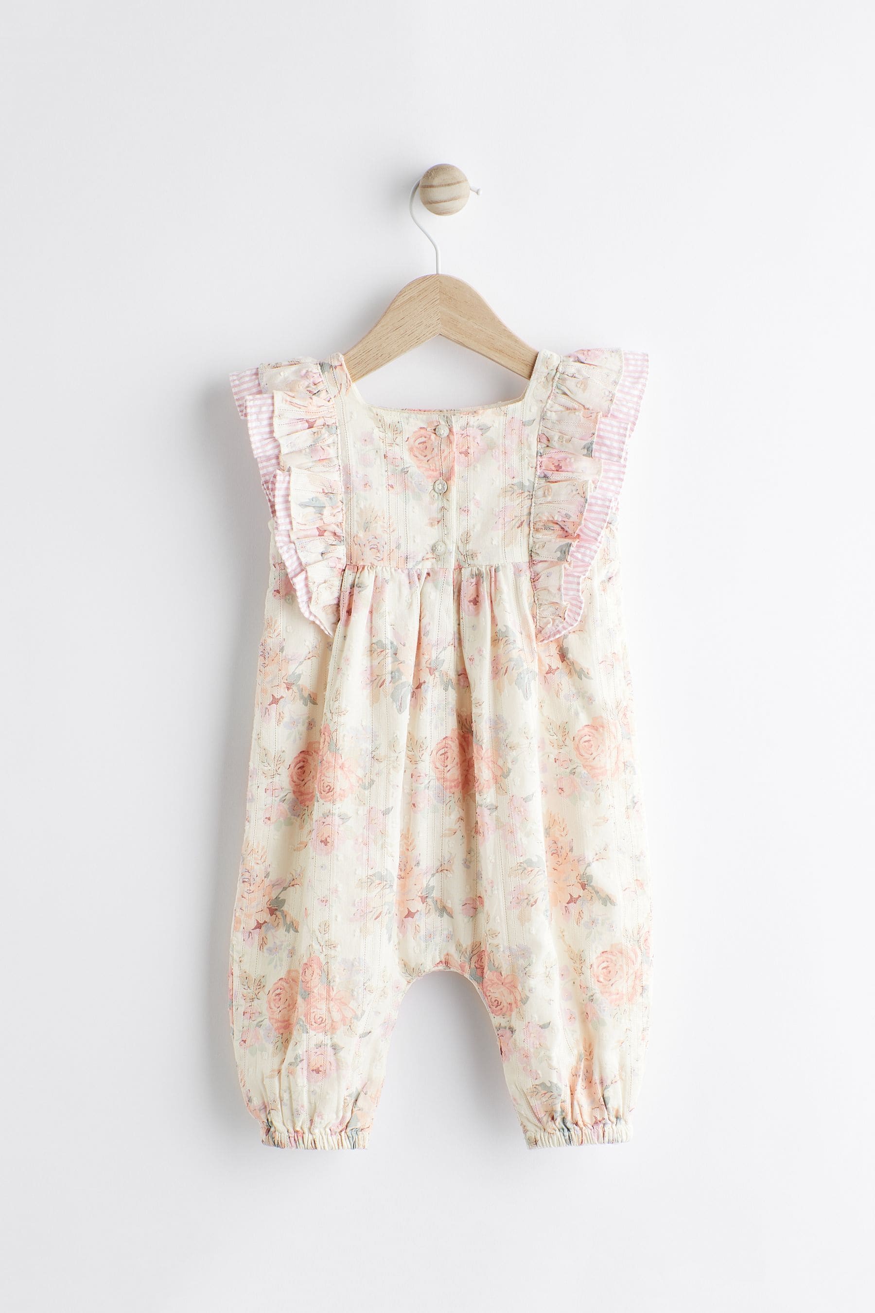 Pink Floral Baby 100% Cotton Woven Jumpsuit (0mths-2yrs)