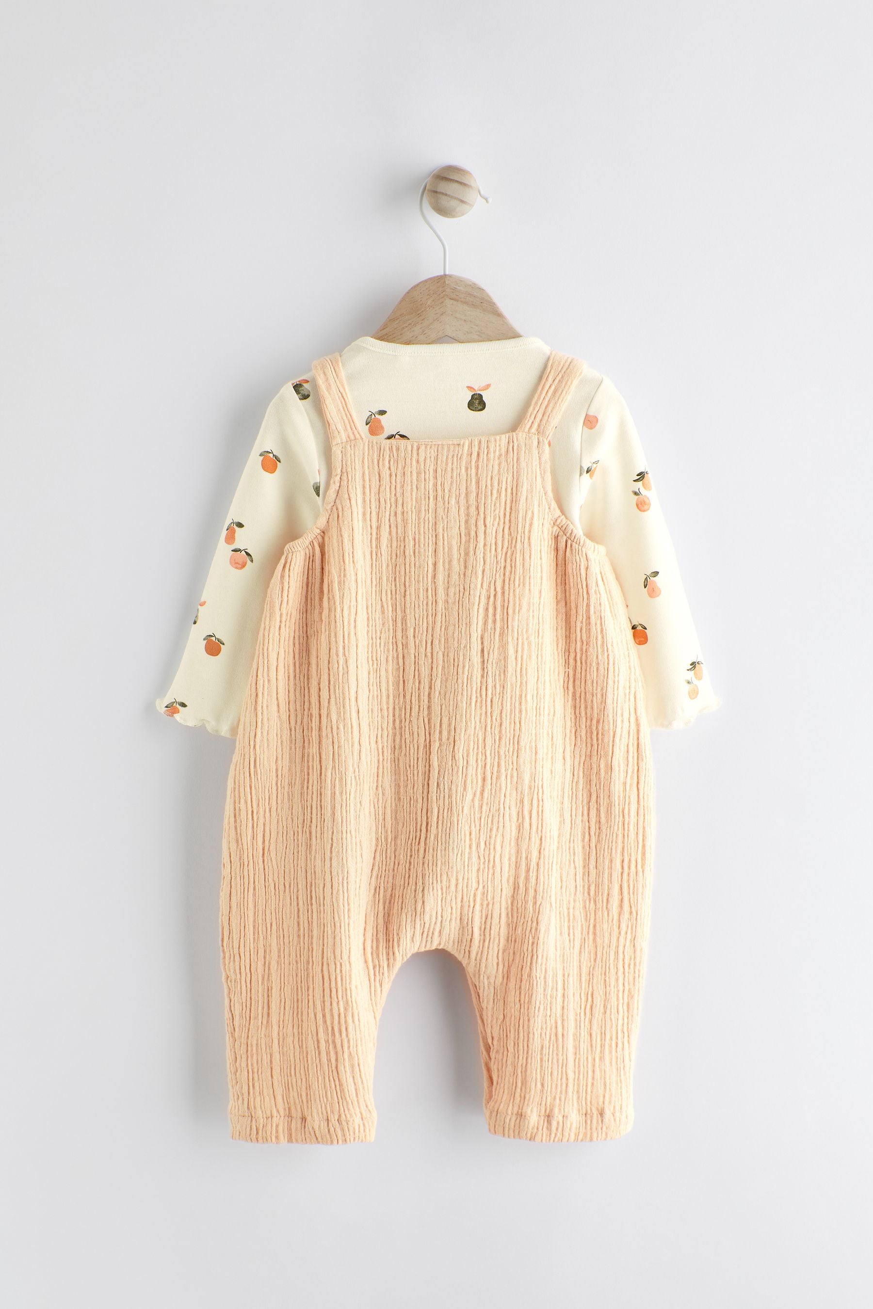 Peach Pink Baby Bodysuit and Dungarees Set (0mths-2yrs)