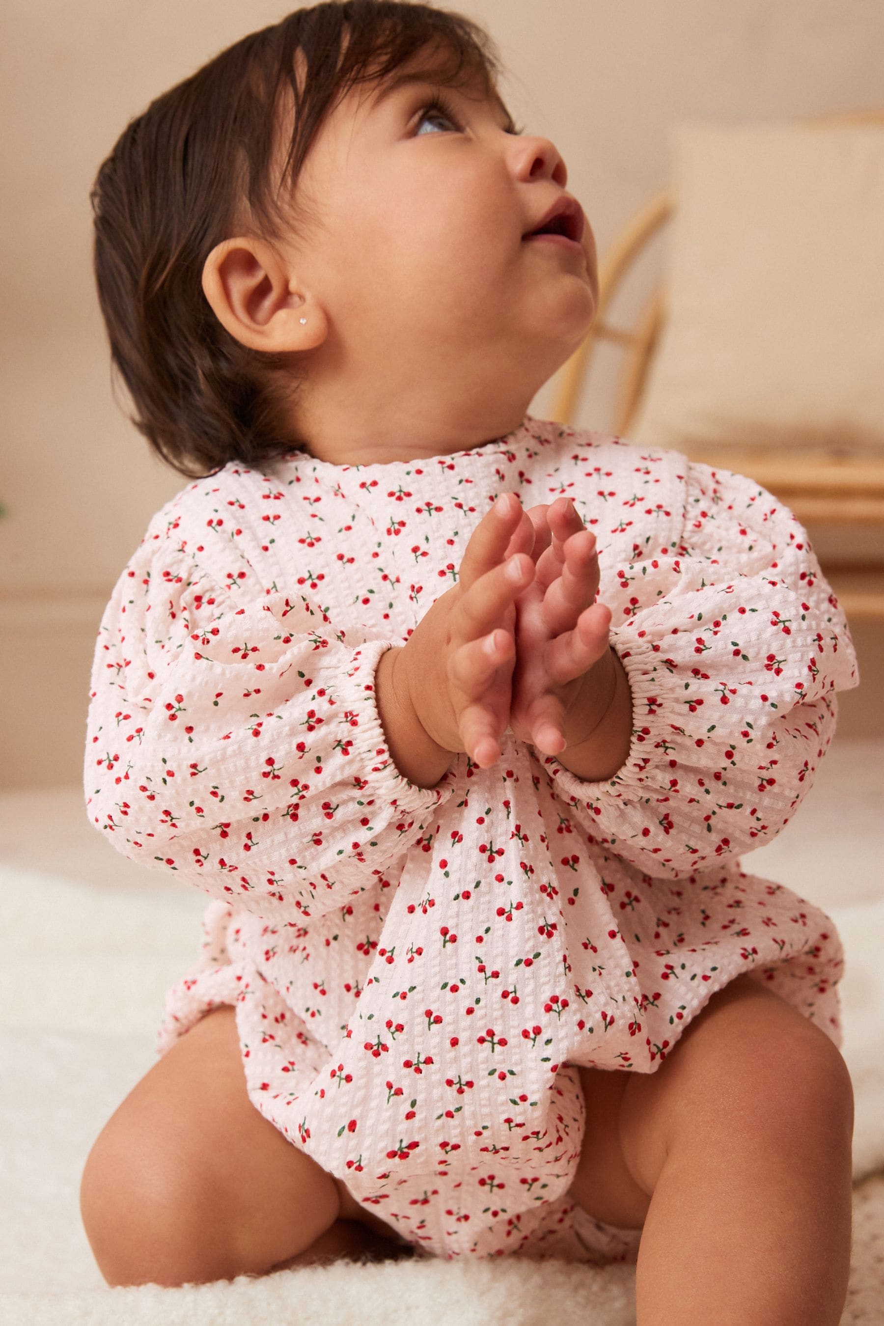 Red/White Cherry Print Baby Bloomer Romper (0mths-3yrs)