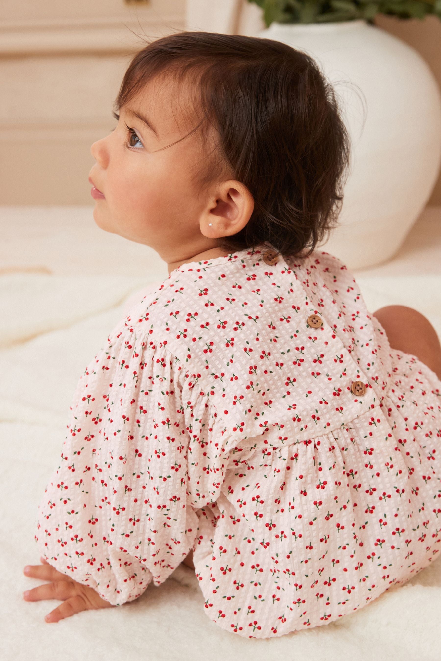 Red/White Cherry Print Baby Bloomer Romper (0mths-3yrs)