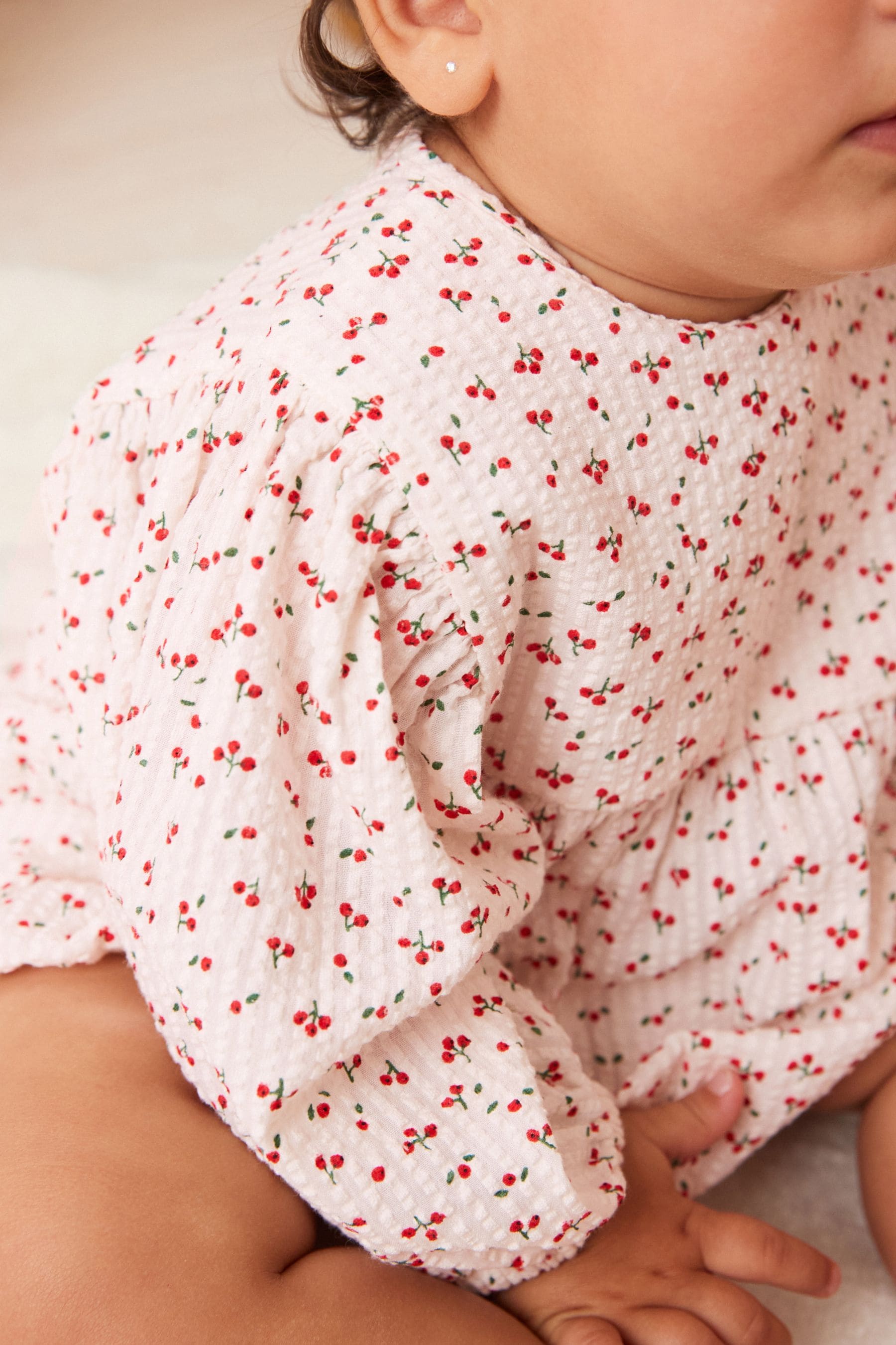 Red/White Cherry Print Baby Bloomer Romper (0mths-3yrs)