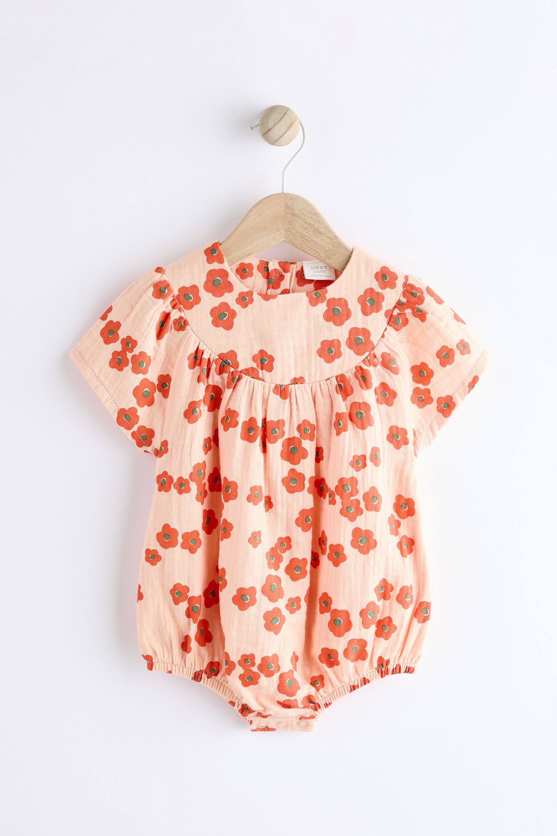 Apricot Orange Floral Baby Bloomer Romper (0mths-3yrs)