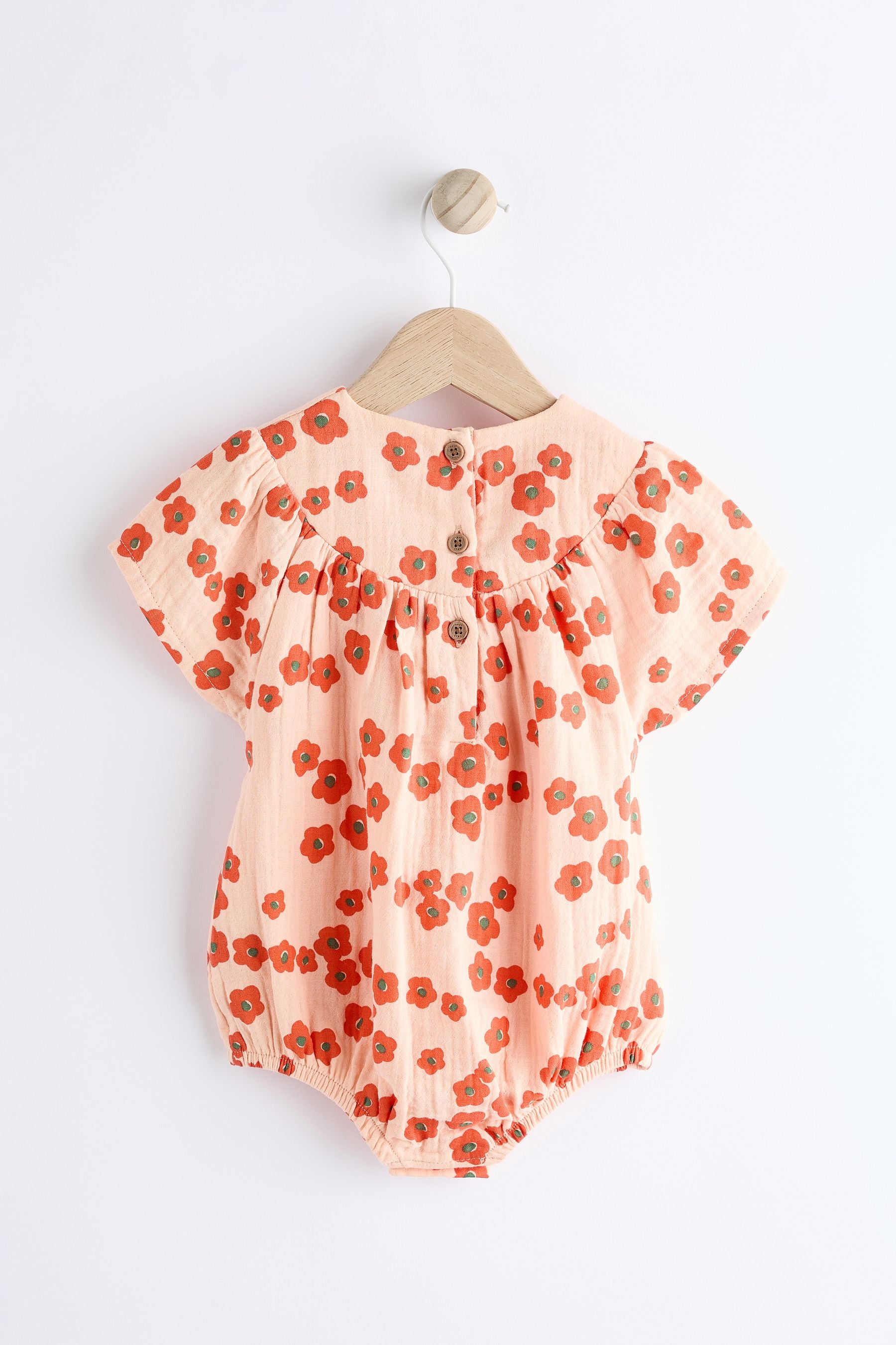 Apricot Orange Floral Baby Bloomer Romper (0mths-3yrs)