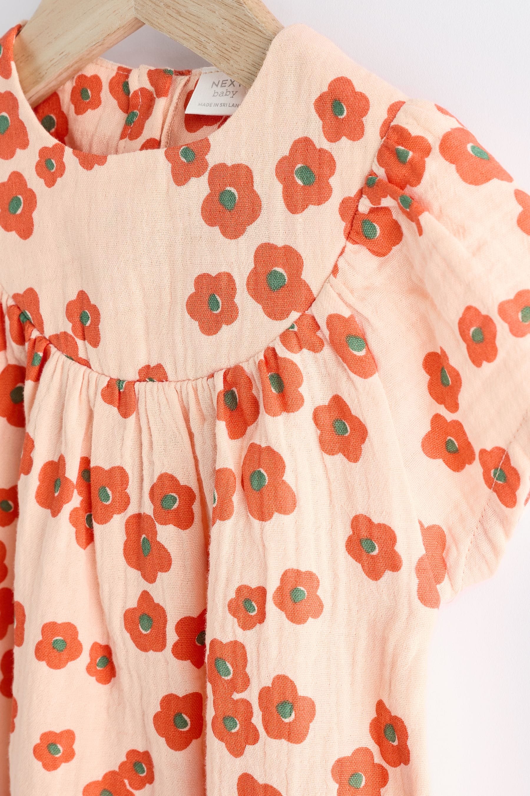 Apricot Orange Floral Baby Bloomer Romper (0mths-3yrs)