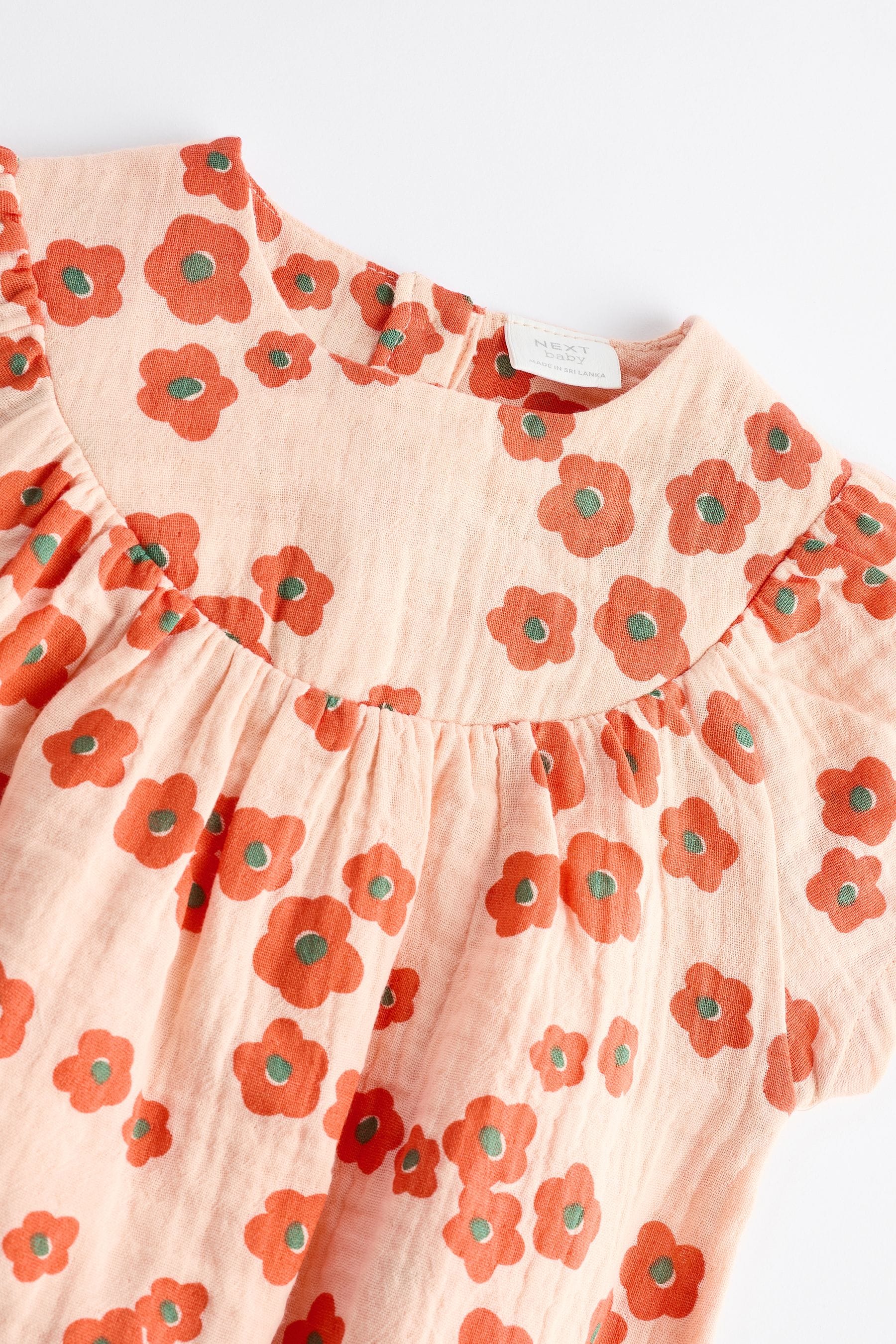 Apricot Orange Floral Baby Bloomer Romper (0mths-3yrs)