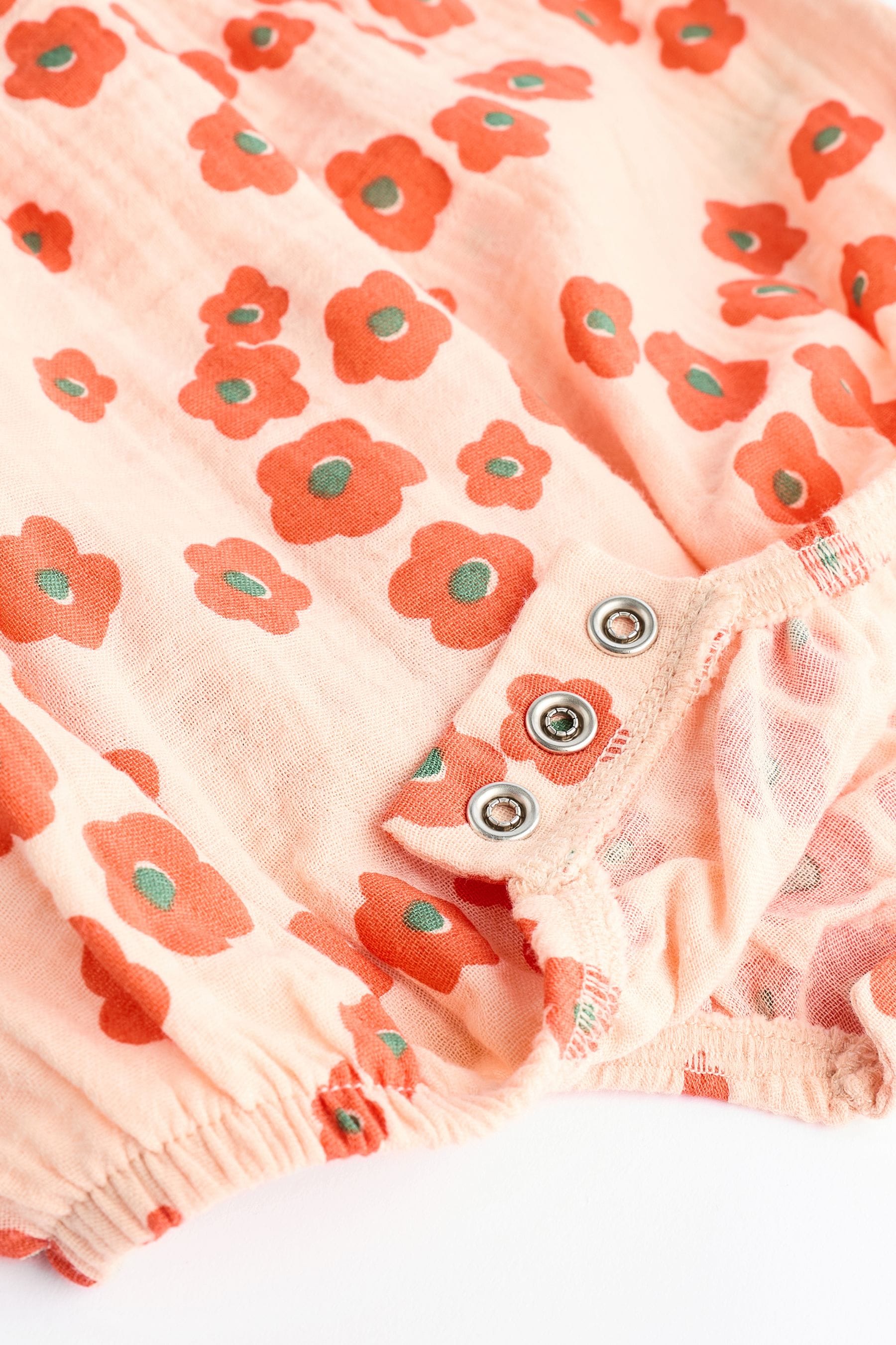 Apricot Orange Floral Baby Bloomer Romper (0mths-3yrs)