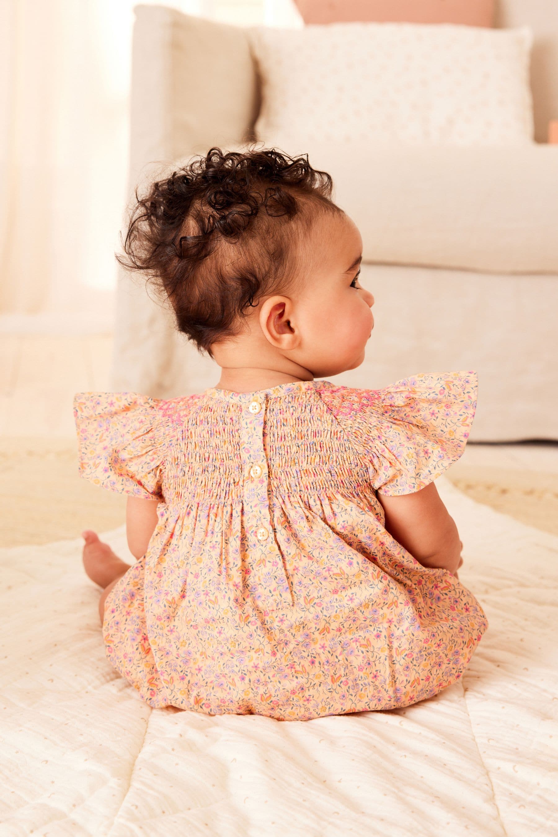 Pink Ditsy Floral Print Baby Romper (0mths-2yrs)