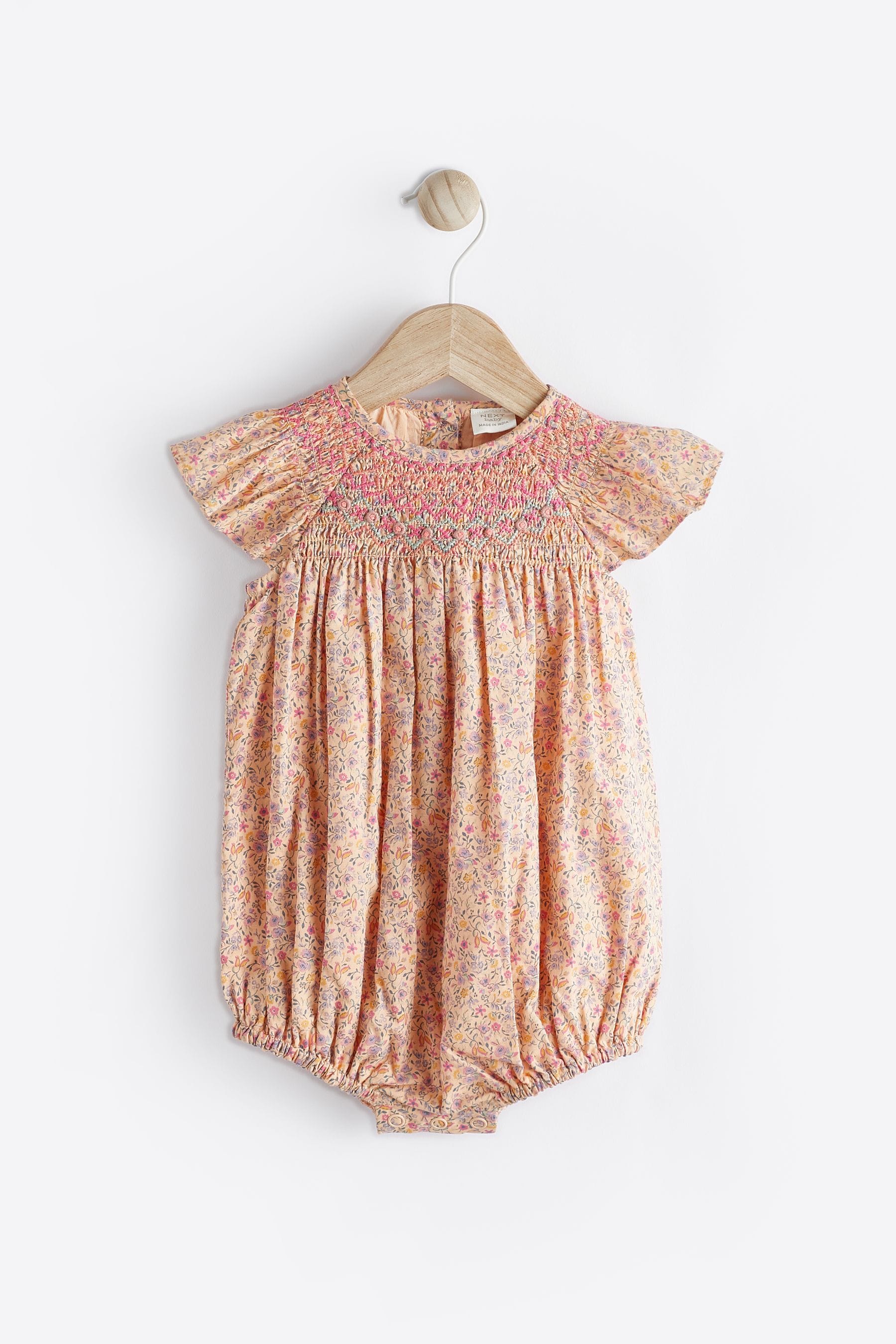 Pink Ditsy Floral Print Baby Romper (0mths-2yrs)