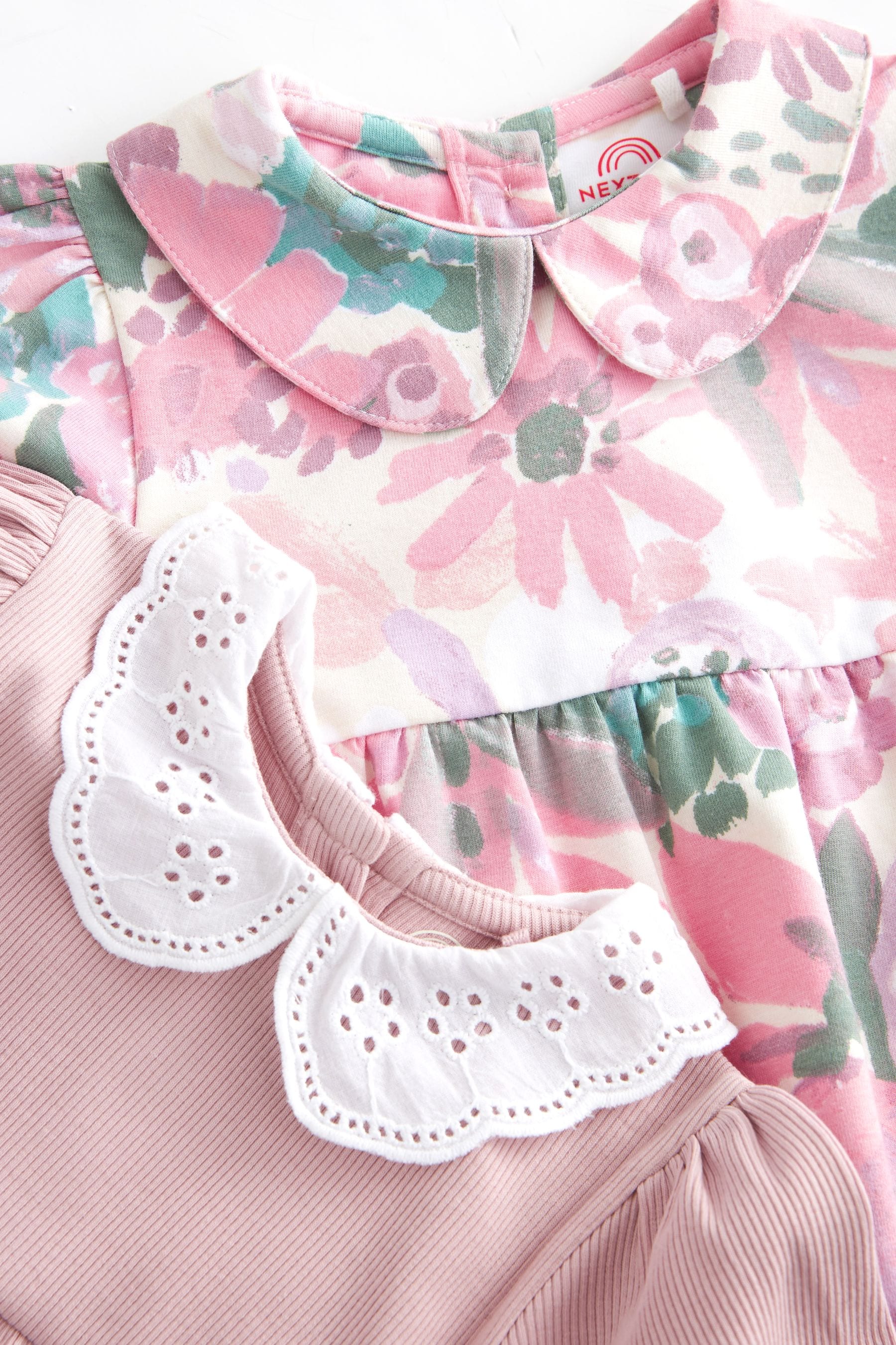 Pink Floral Jersey Baby Bloomer Rompers 2 Pack (0mths-2yrs)