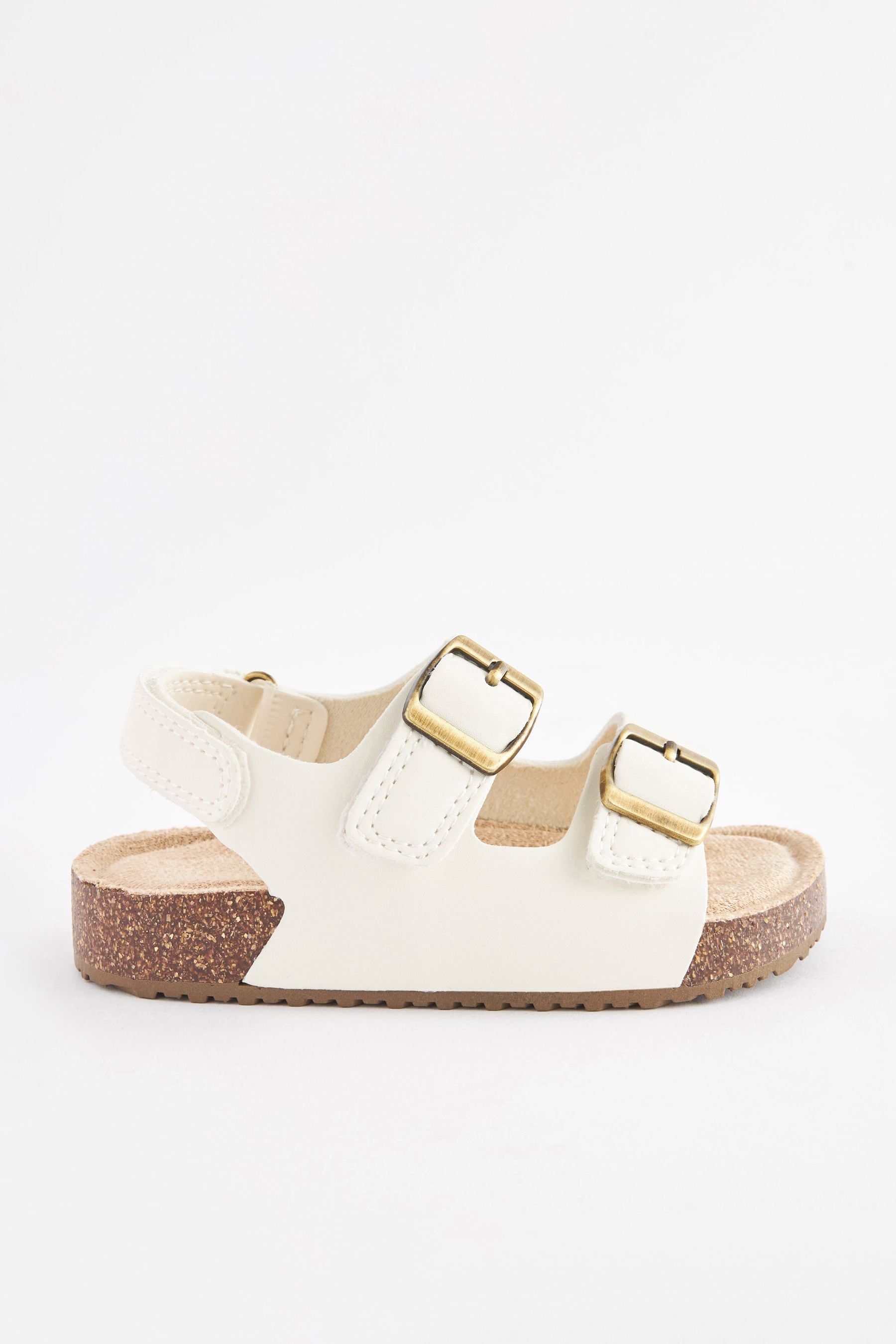 White Corkbed Two Strap Sandals