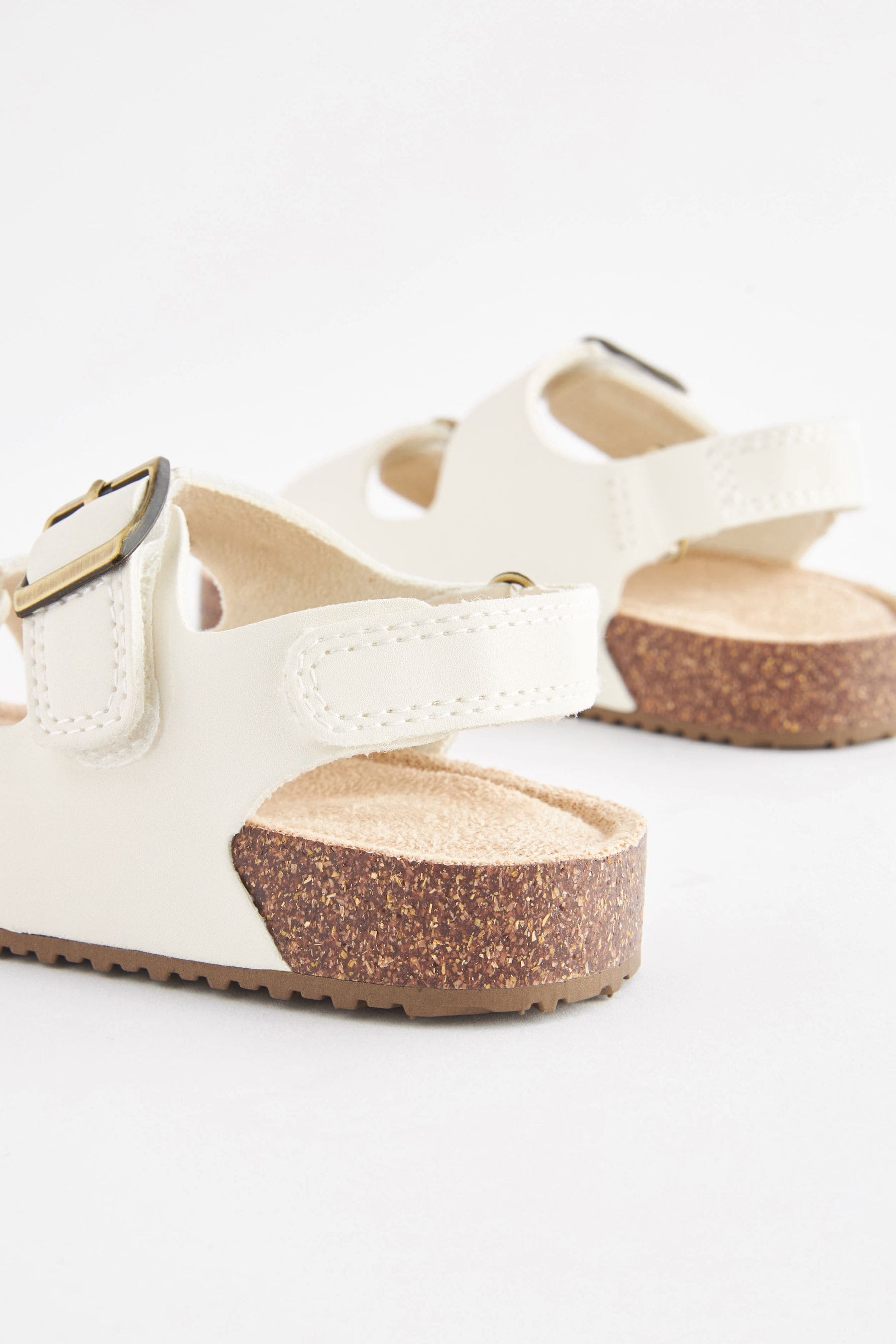 White Corkbed Two Strap Sandals