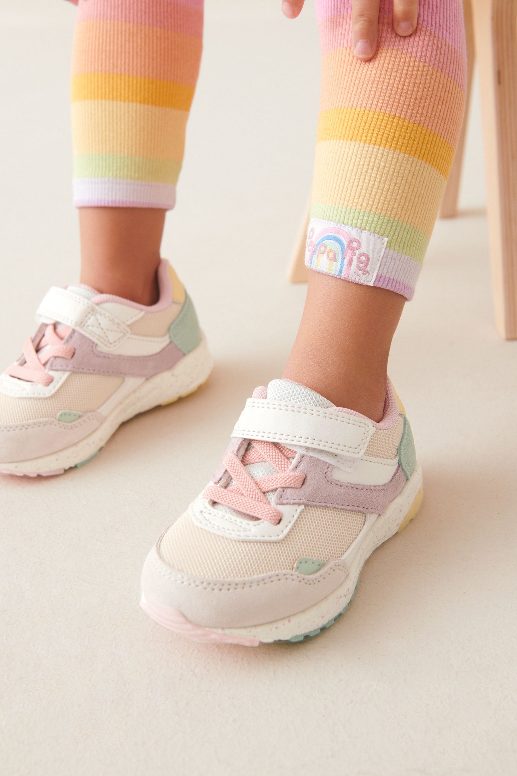 Multi Pastel Elastic Lace Chunky Trainers