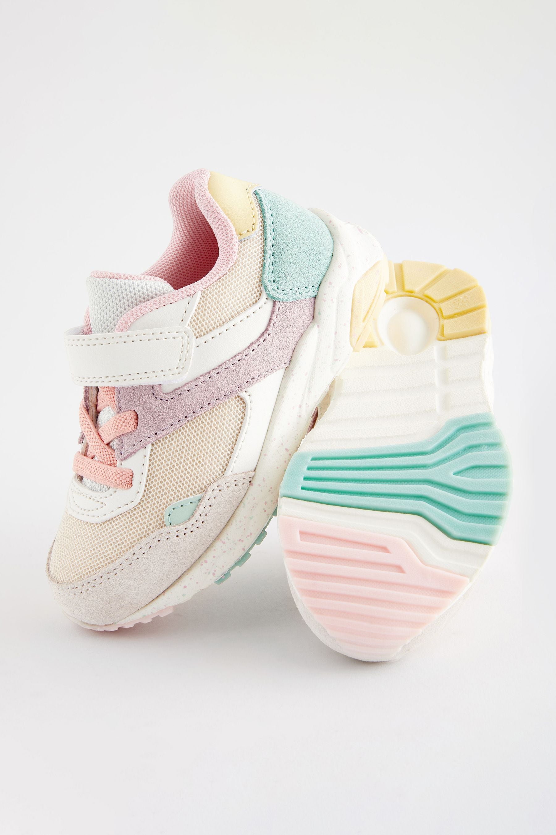 Multi Pastel Elastic Lace Chunky Trainers