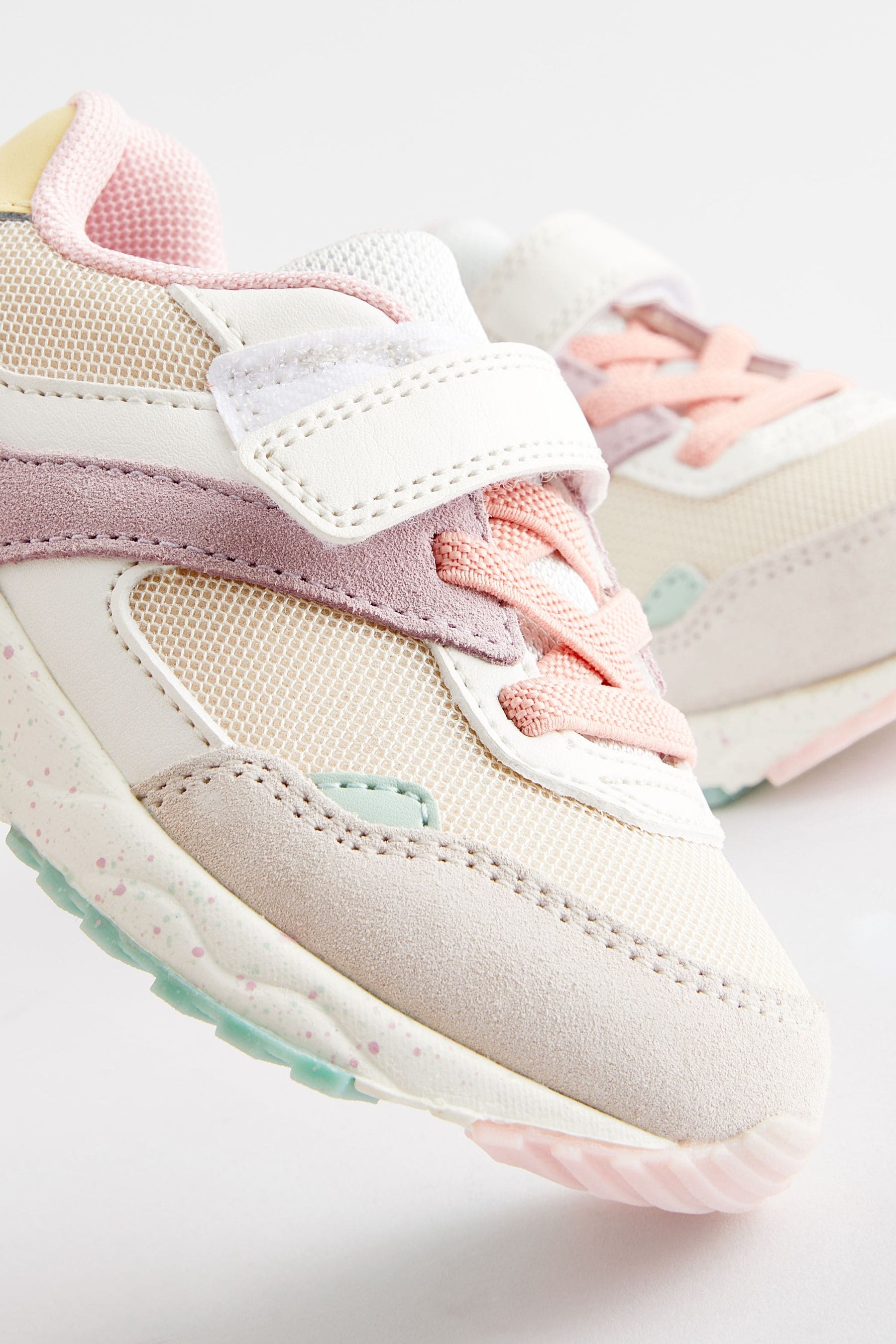 Multi Pastel Elastic Lace Chunky Trainers