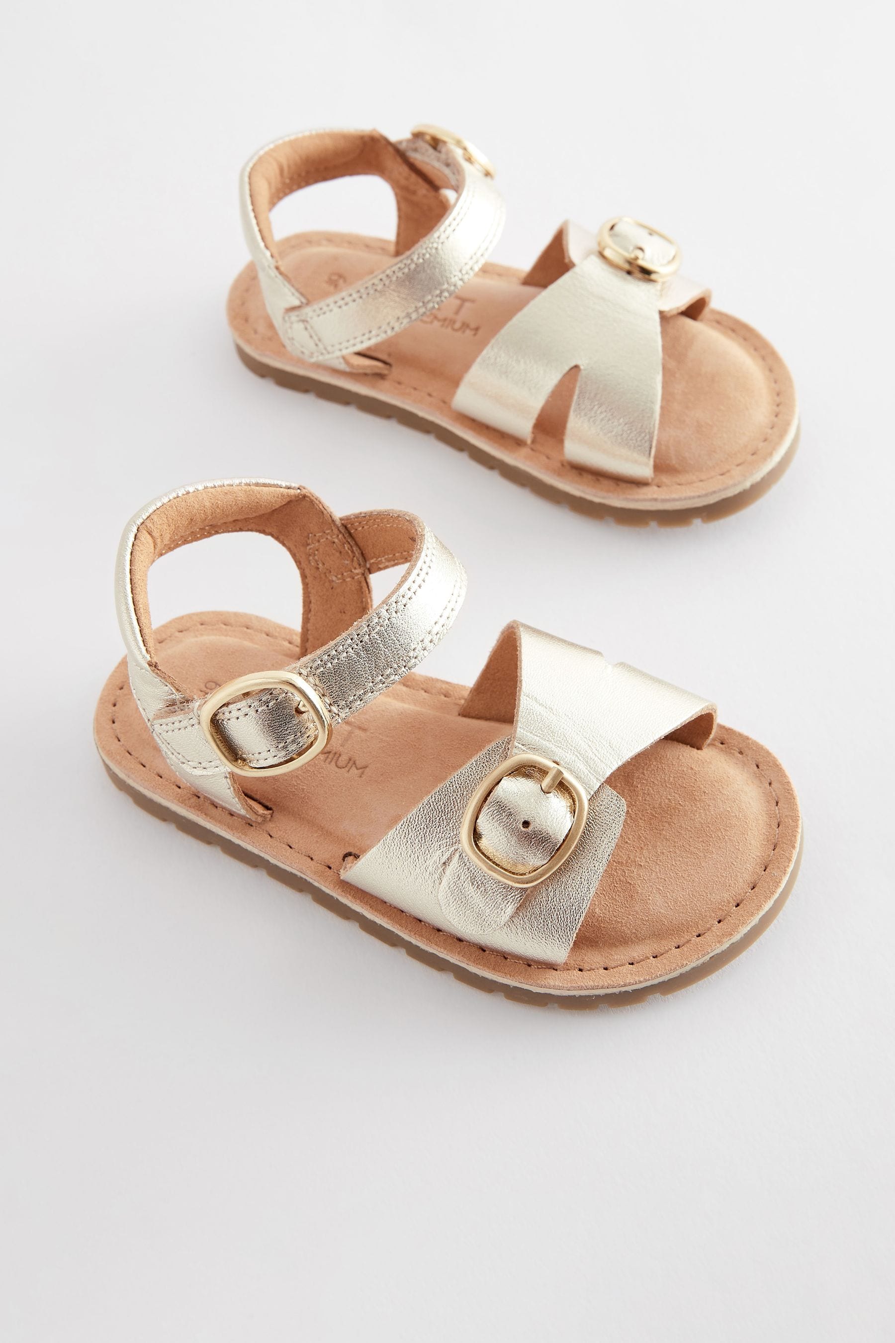 Gold Standard Fit (F) Leather Buckle Sandals