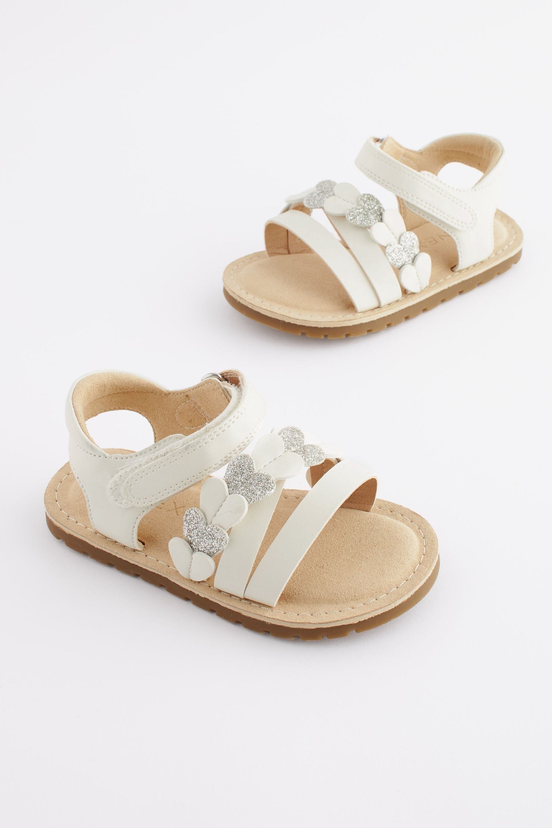 White Standard Fit (F) Touch Fastening Corkbed Sandals