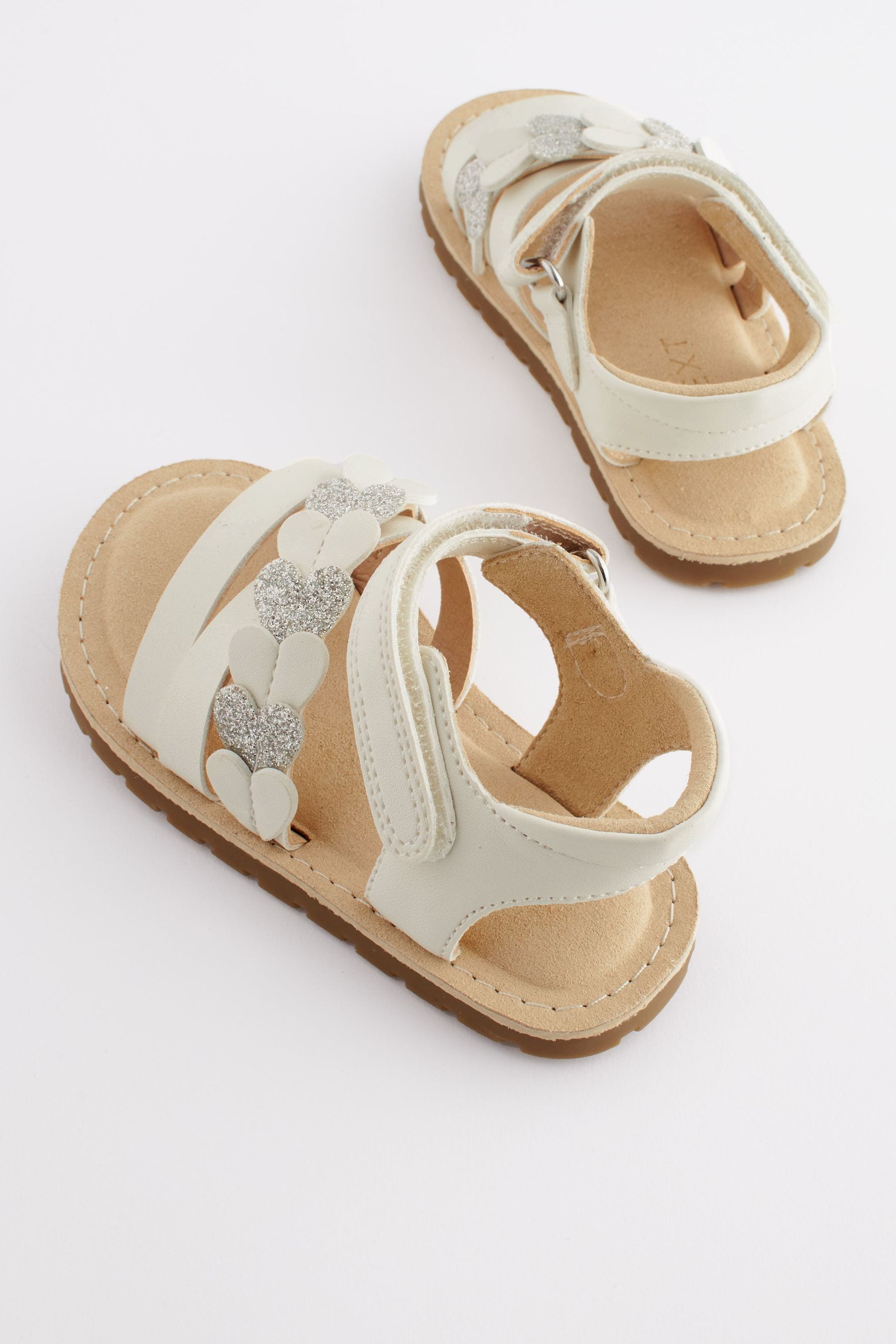 White Standard Fit (F) Touch Fastening Corkbed Sandals