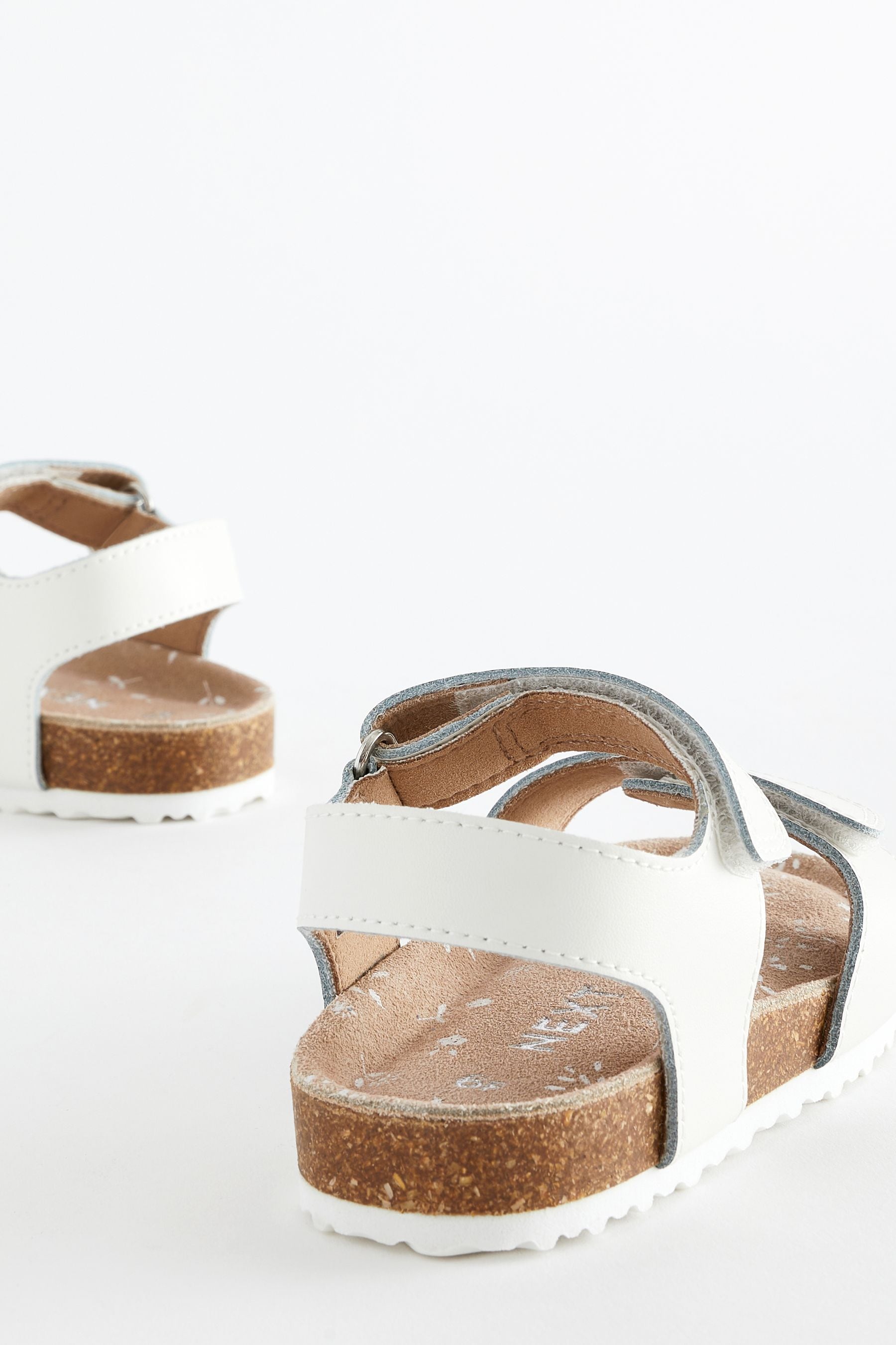 White Standard Fit (F) Leather Corkbed Sandals