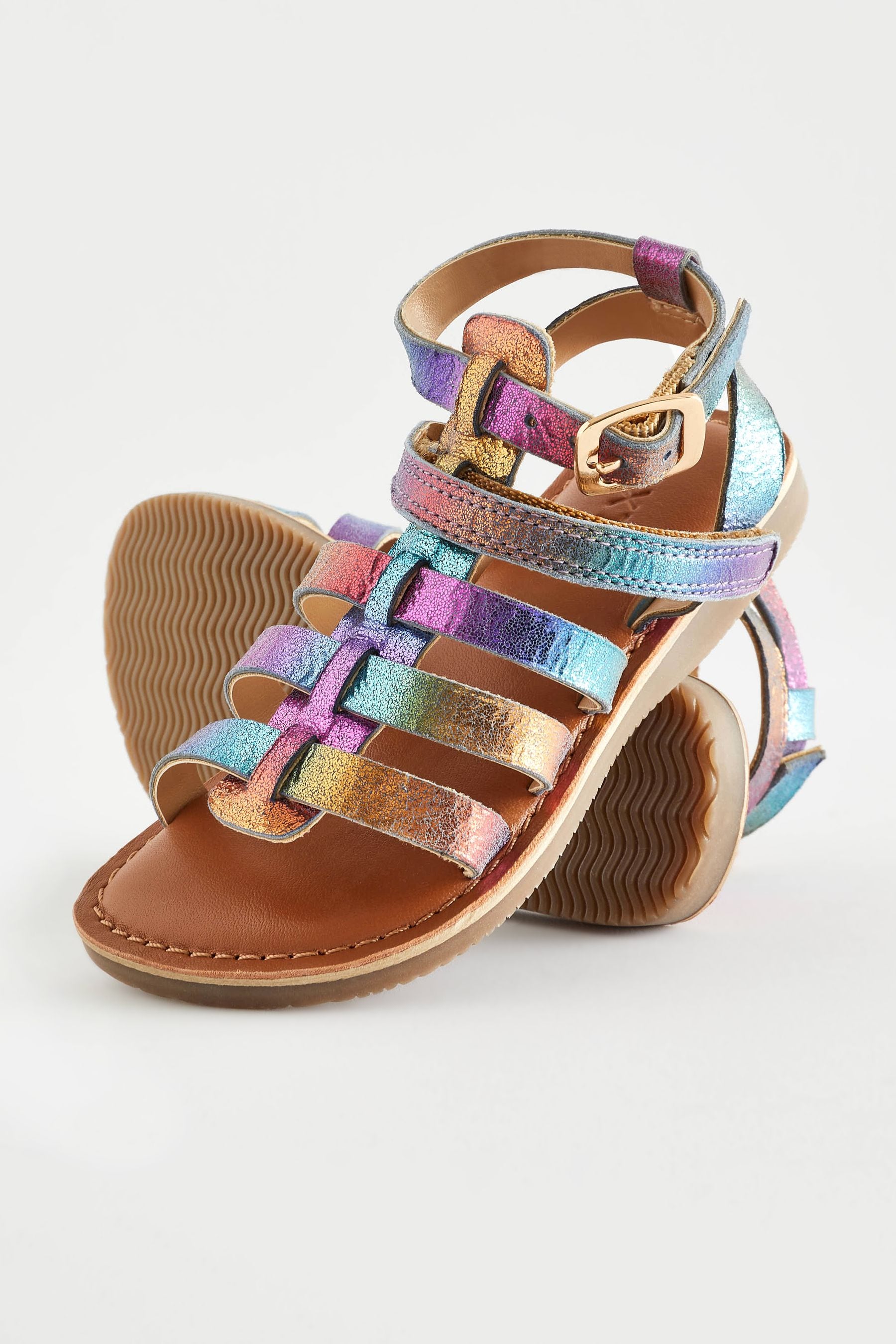 Rainbow Leather Gladiator Sandals