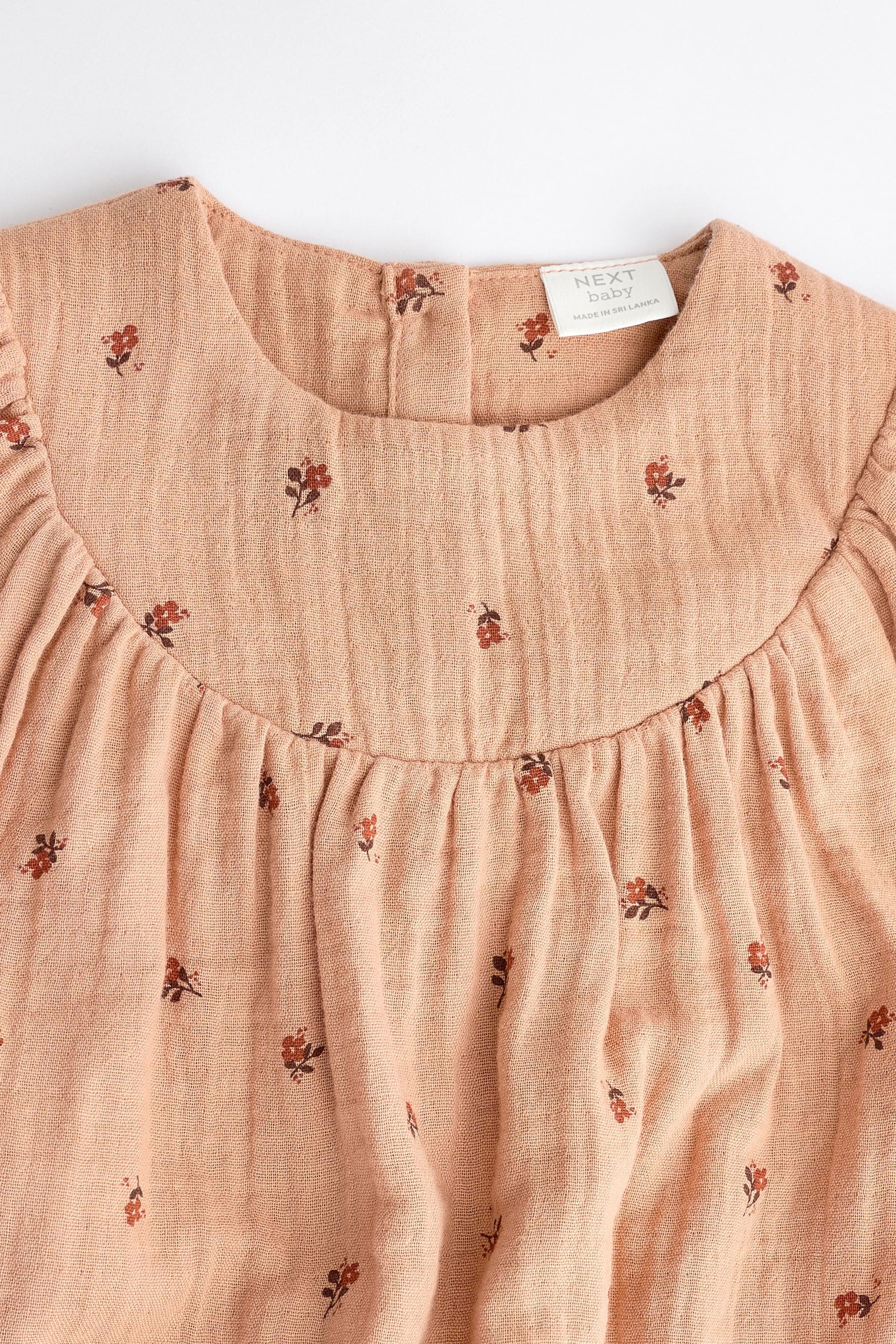 Brown Embroidered Flowers Baby Bloomer Romper (0mths-3yrs)