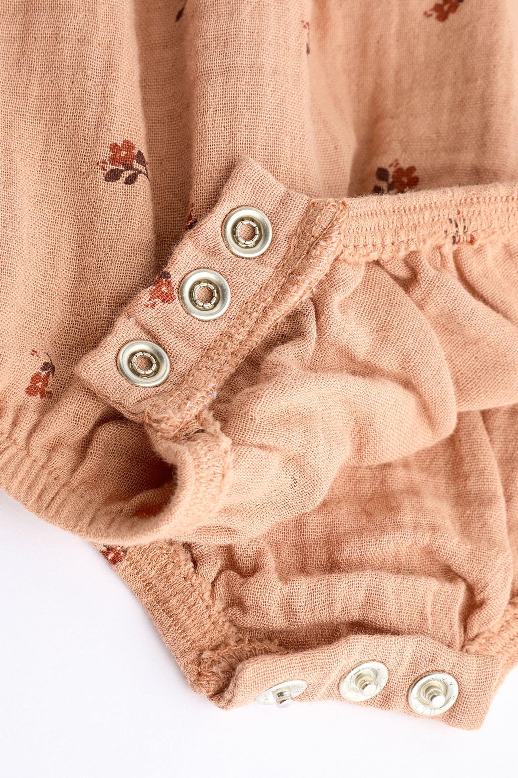 Brown Embroidered Flowers Baby Bloomer Romper (0mths-3yrs)