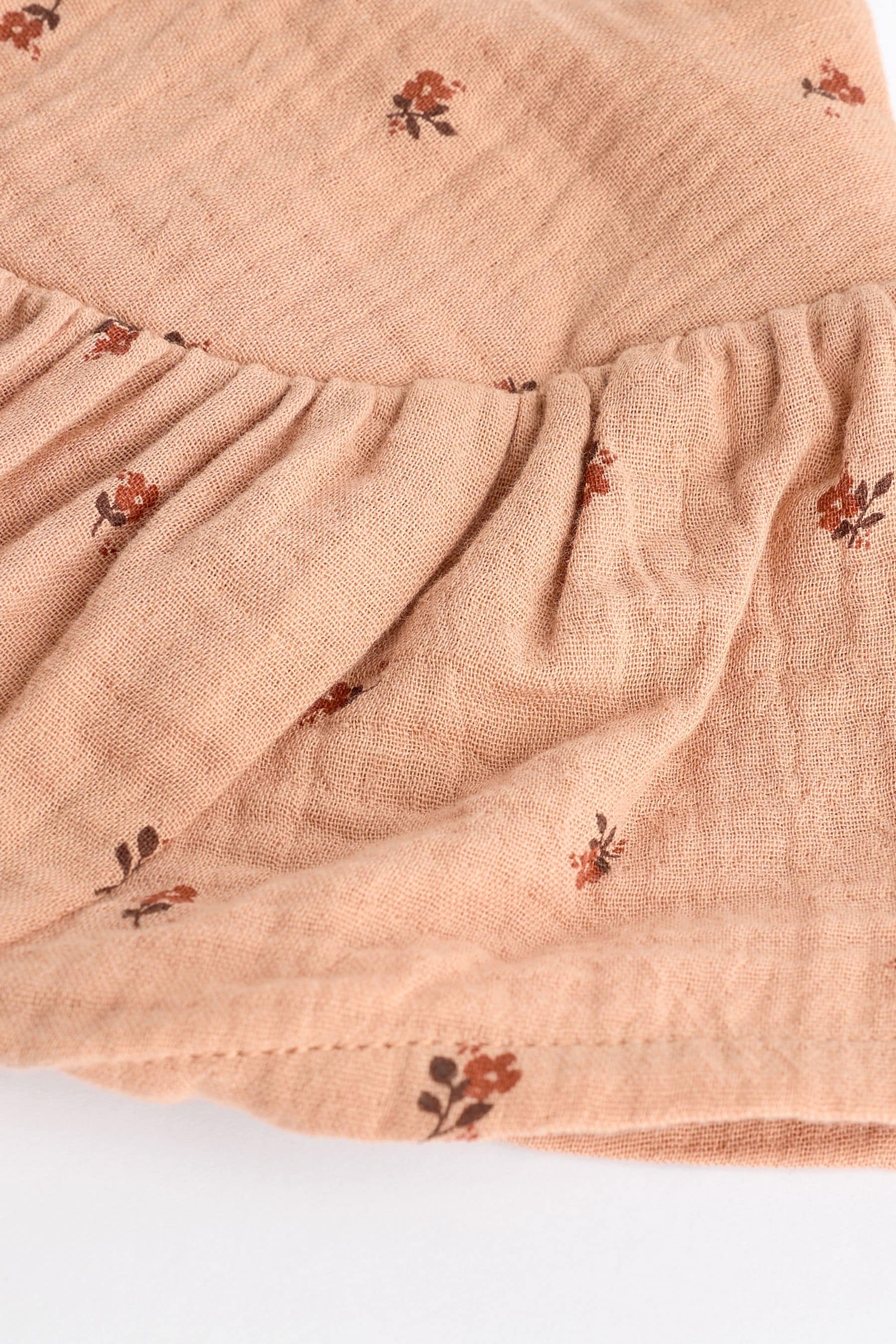 Brown Embroidered Flowers Baby Bloomer Romper (0mths-3yrs)