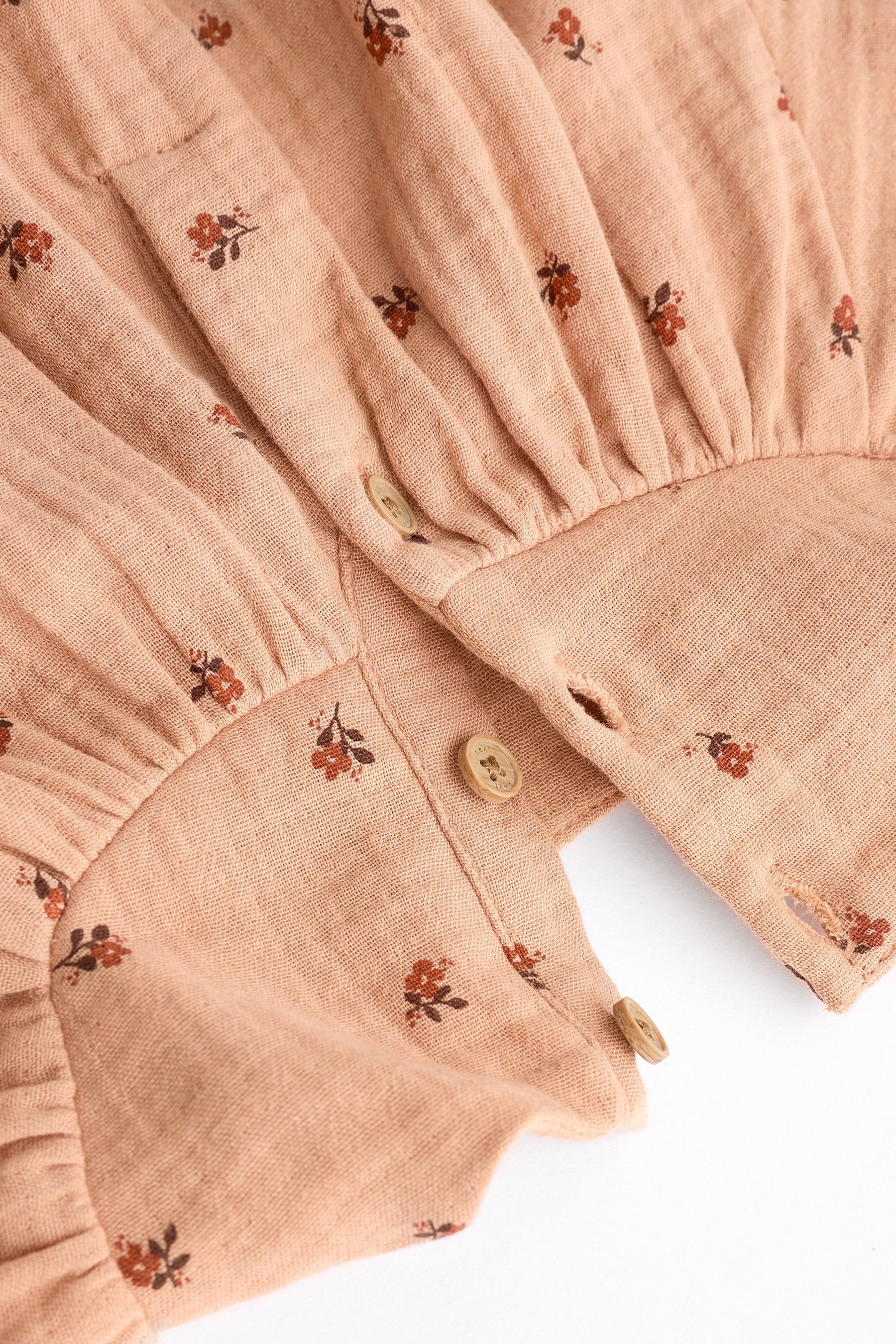 Brown Embroidered Flowers Baby Bloomer Romper (0mths-3yrs)