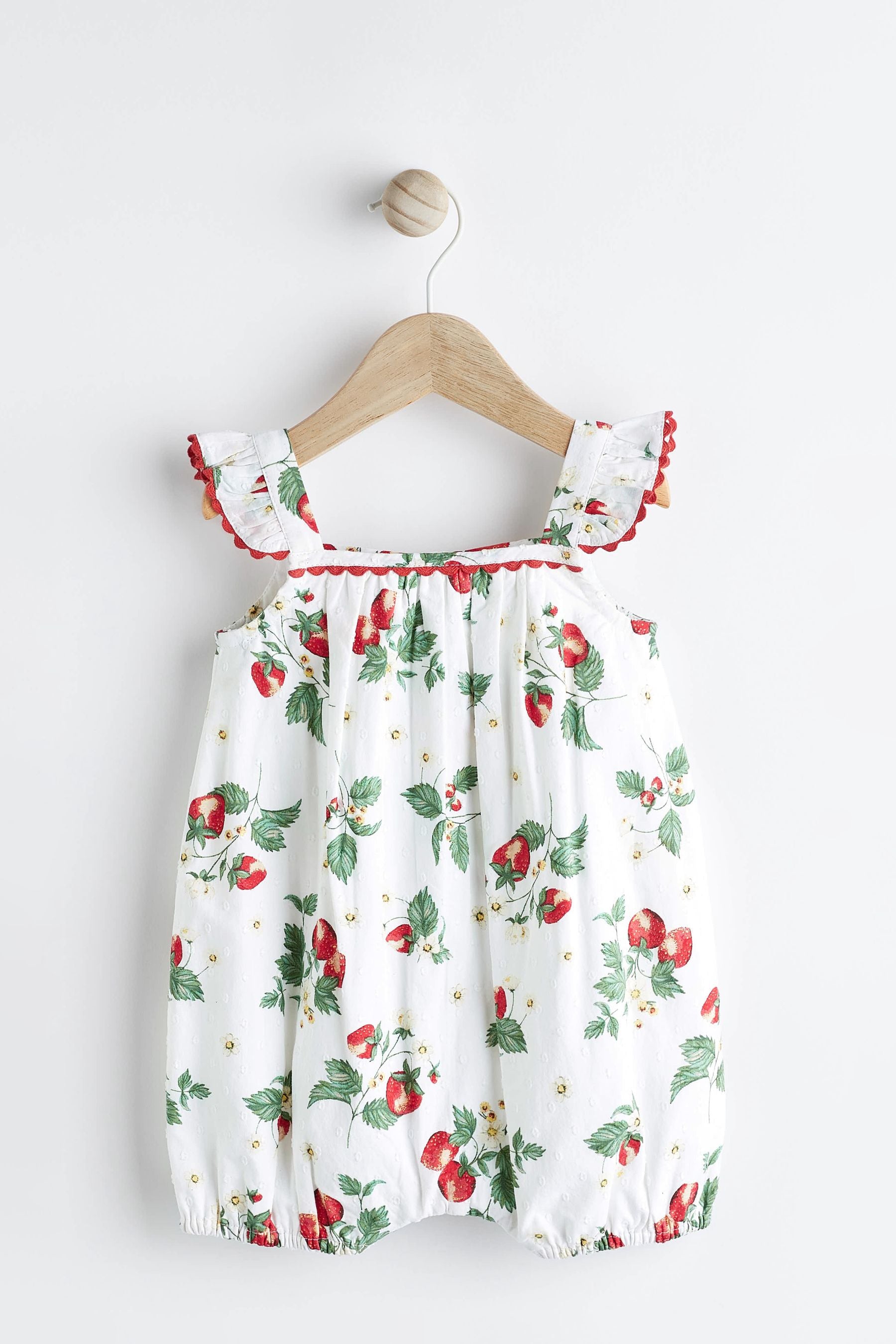 Red/White Strawberry Baby Woven Romper (0mths-2yrs)