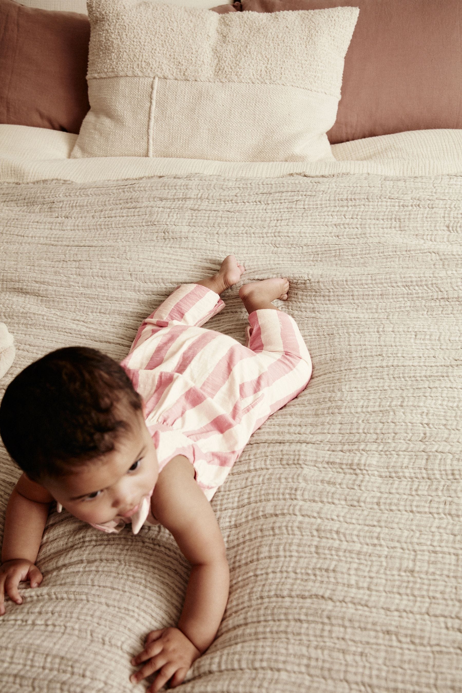 Pink/White Stripe Baby Romper (0mths-3yrs)