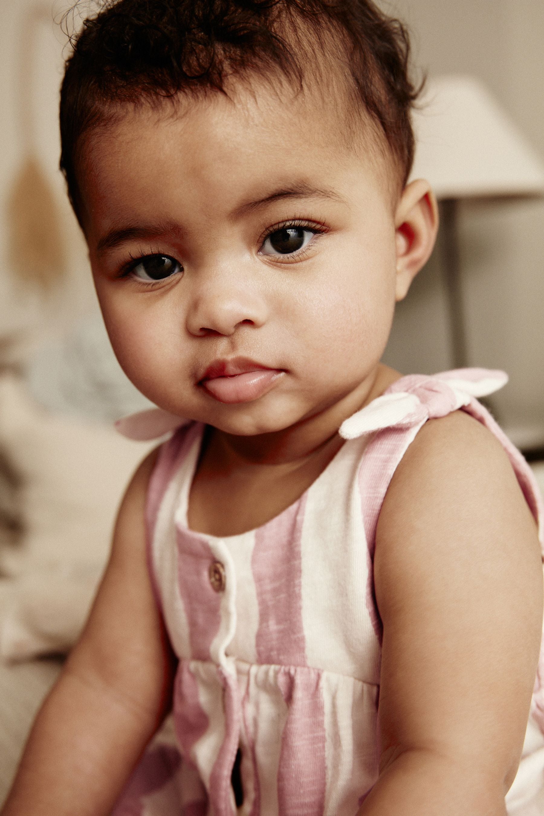 Pink/White Stripe Baby Romper (0mths-3yrs)