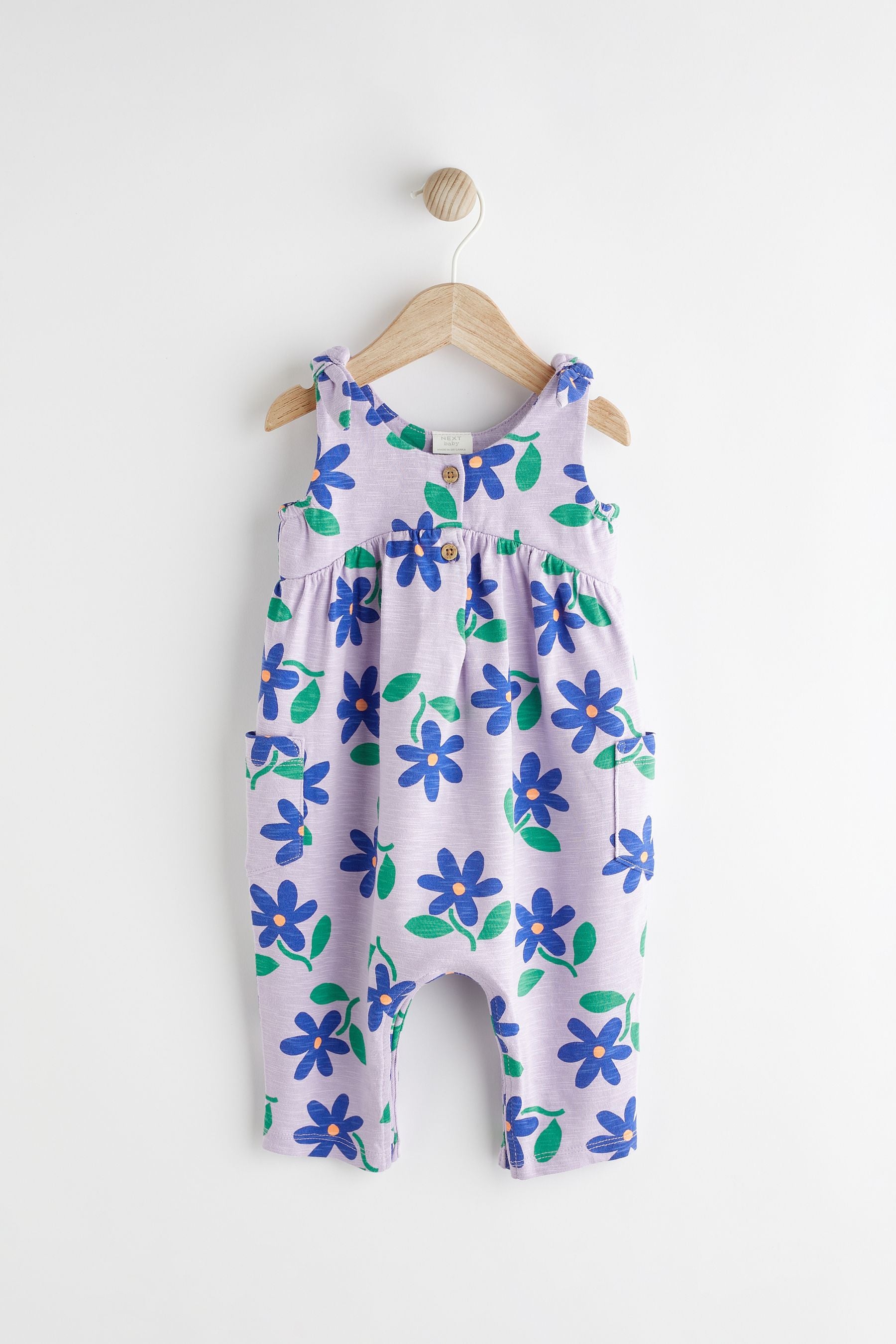 Lilac Purple Flower Print Baby Romper (0mths-3yrs)