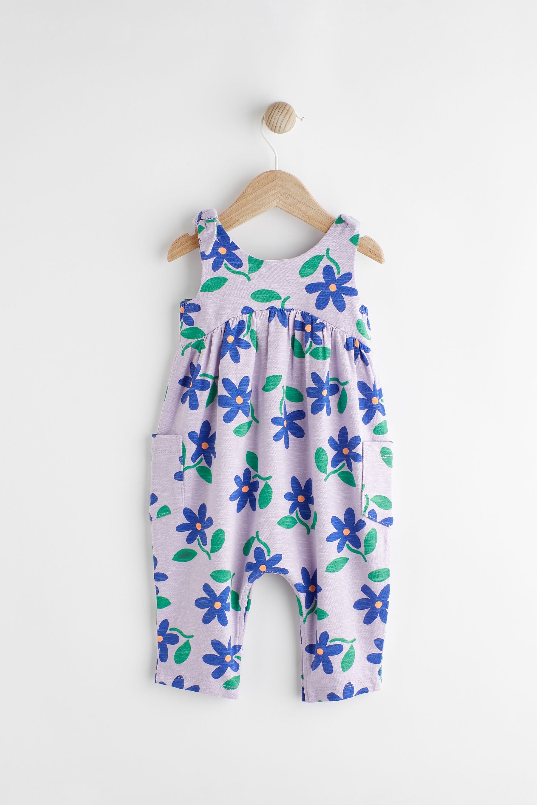 Lilac Purple Flower Print Baby Romper (0mths-3yrs)