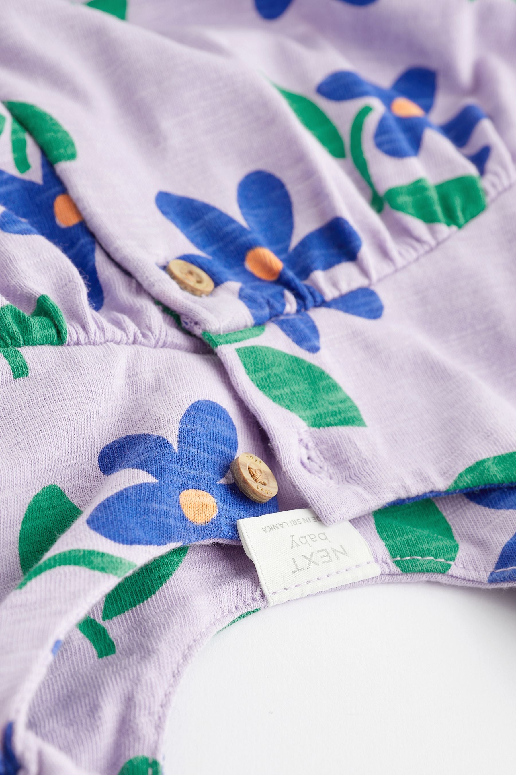 Lilac Purple Flower Print Baby Romper (0mths-3yrs)