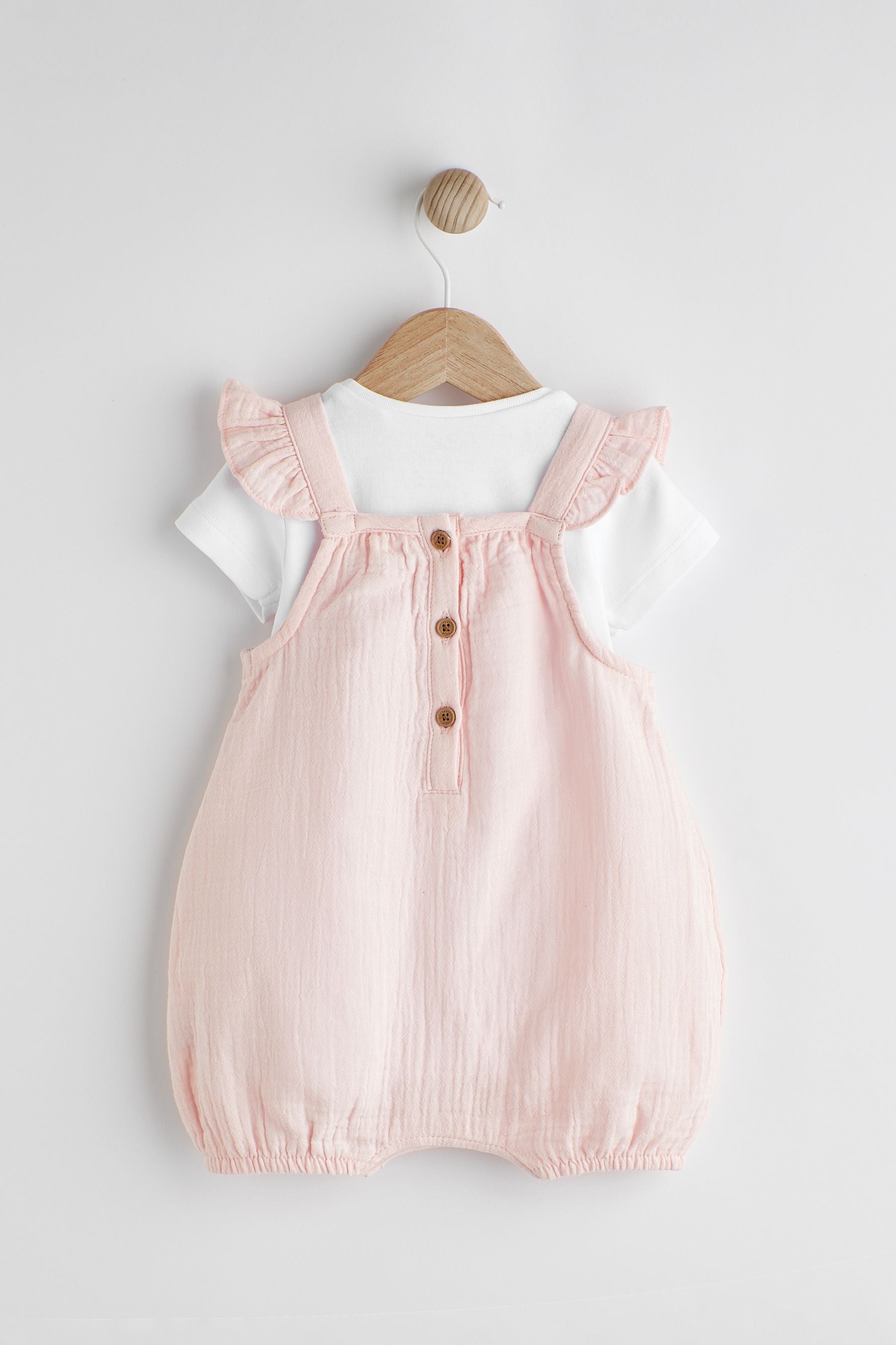 Pink Bunny Short Sleeve Short Leg Baby Dungarees (0mths-2yrs)