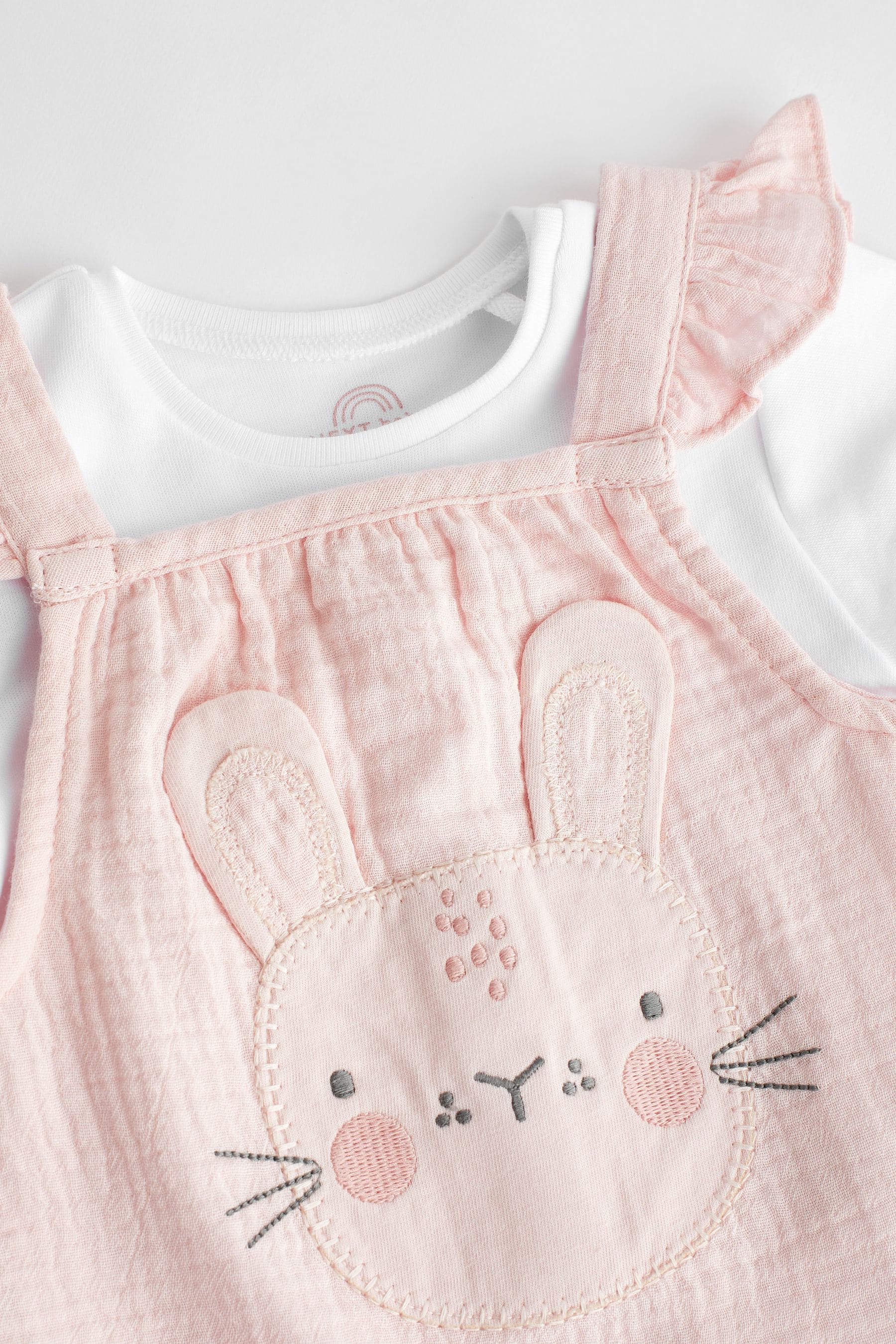 Pink Bunny Short Sleeve Short Leg Baby Dungarees (0mths-2yrs)