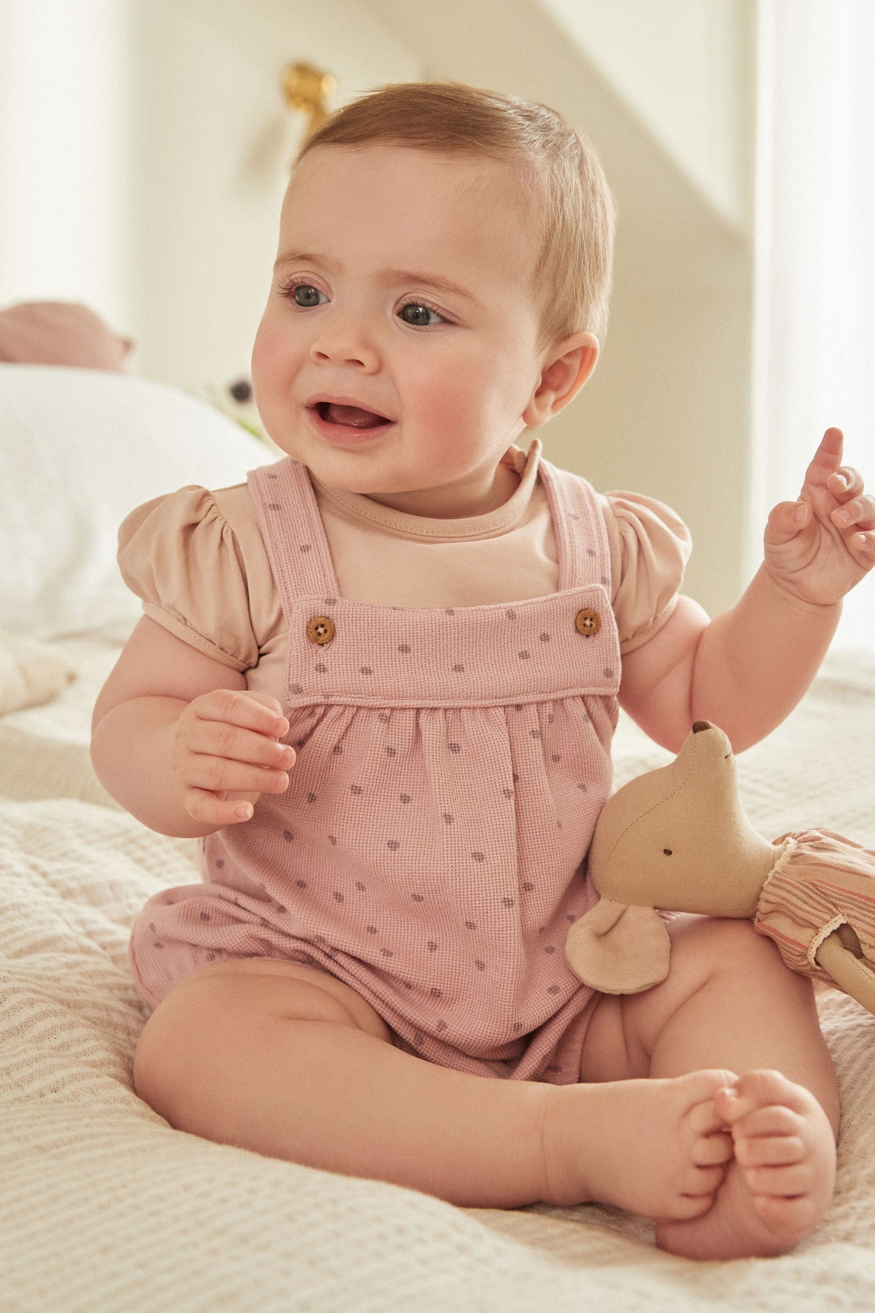 Pink Spot Baby Bloomer Romper & Short Sleeve Bodysuit Set (0mths-2yrs)