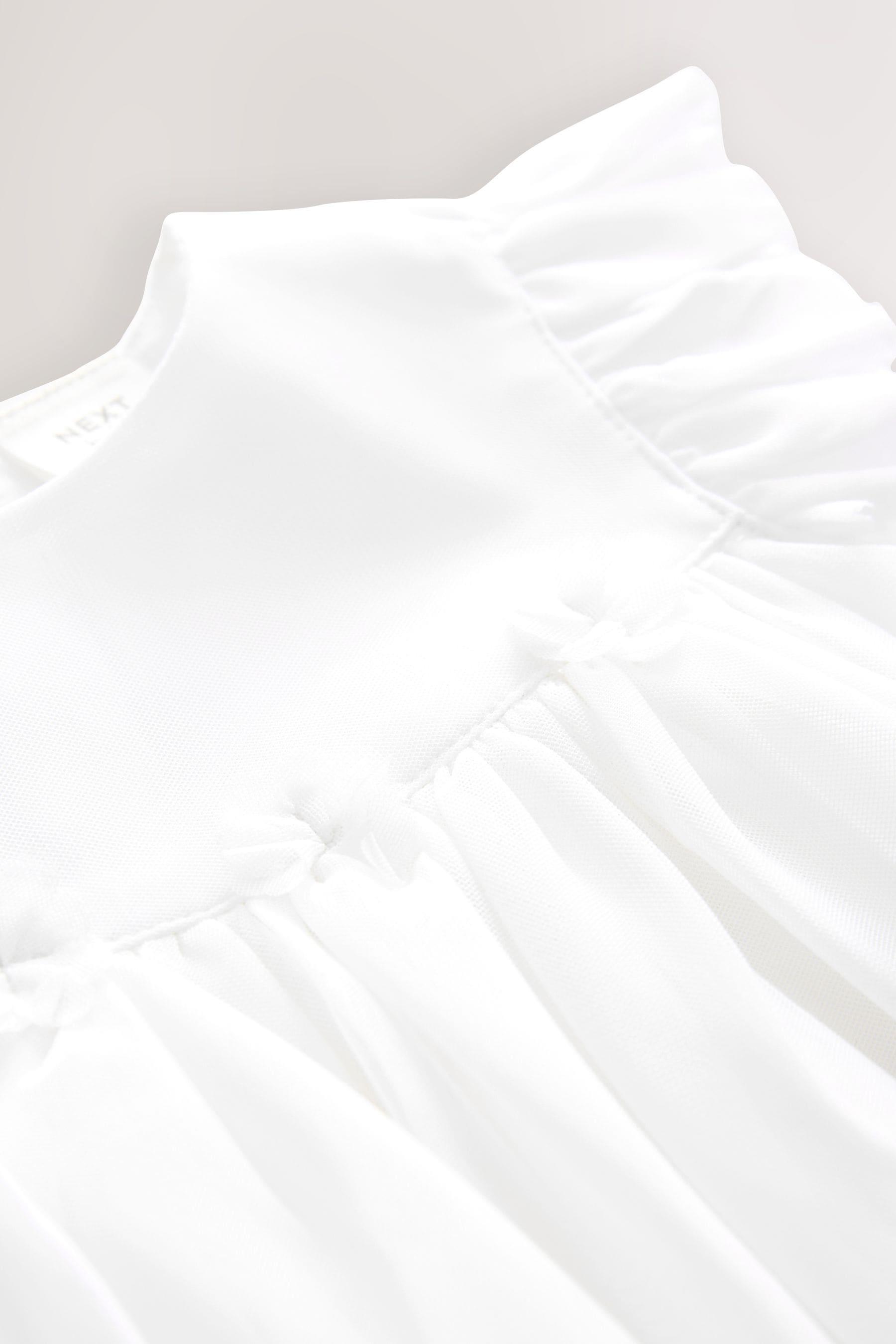 White Baby Party Frill Sleeve Dress (0mths-2yrs)