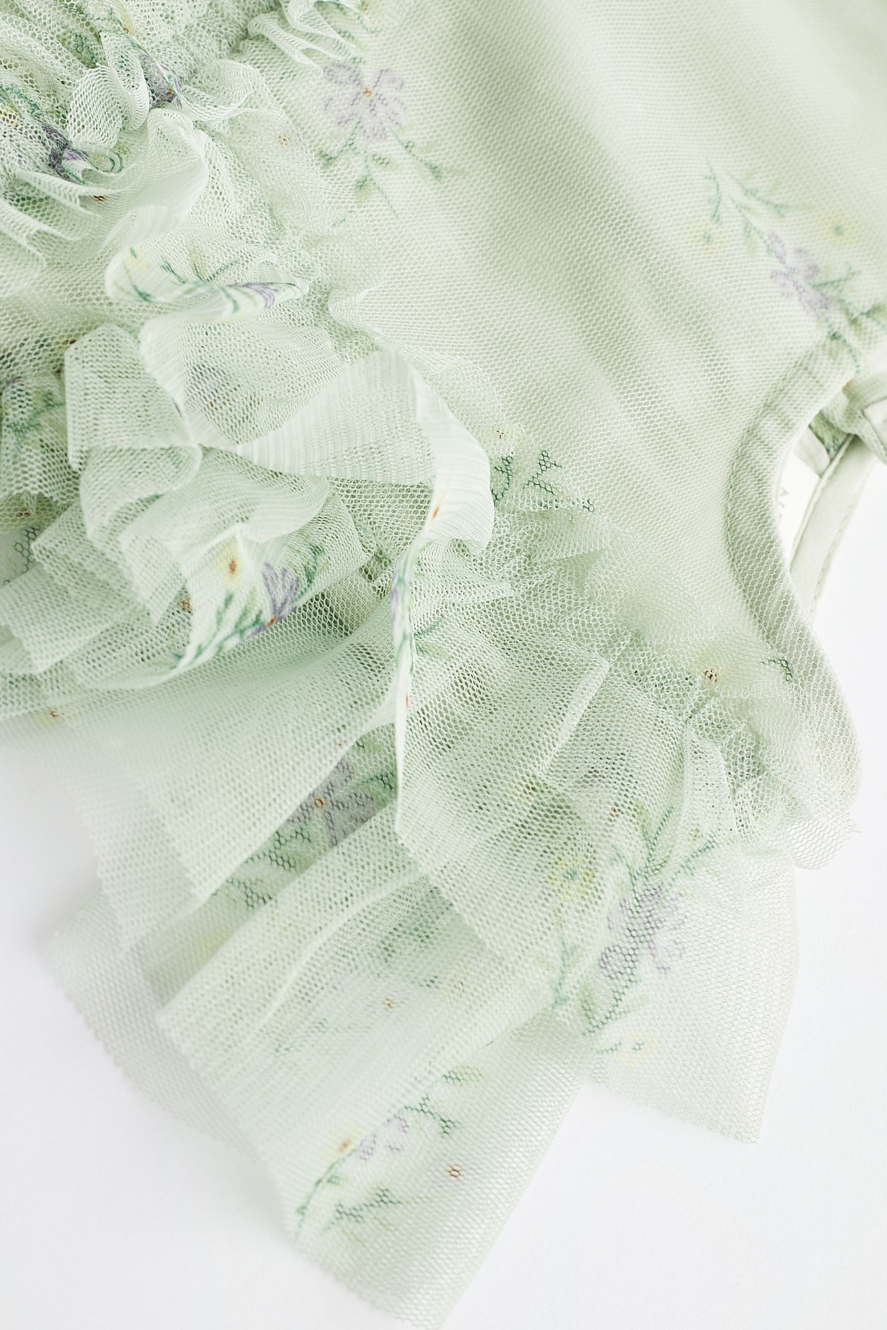 Green Floral Baby Party Frill Sleeve Dress (0mths-2yrs)