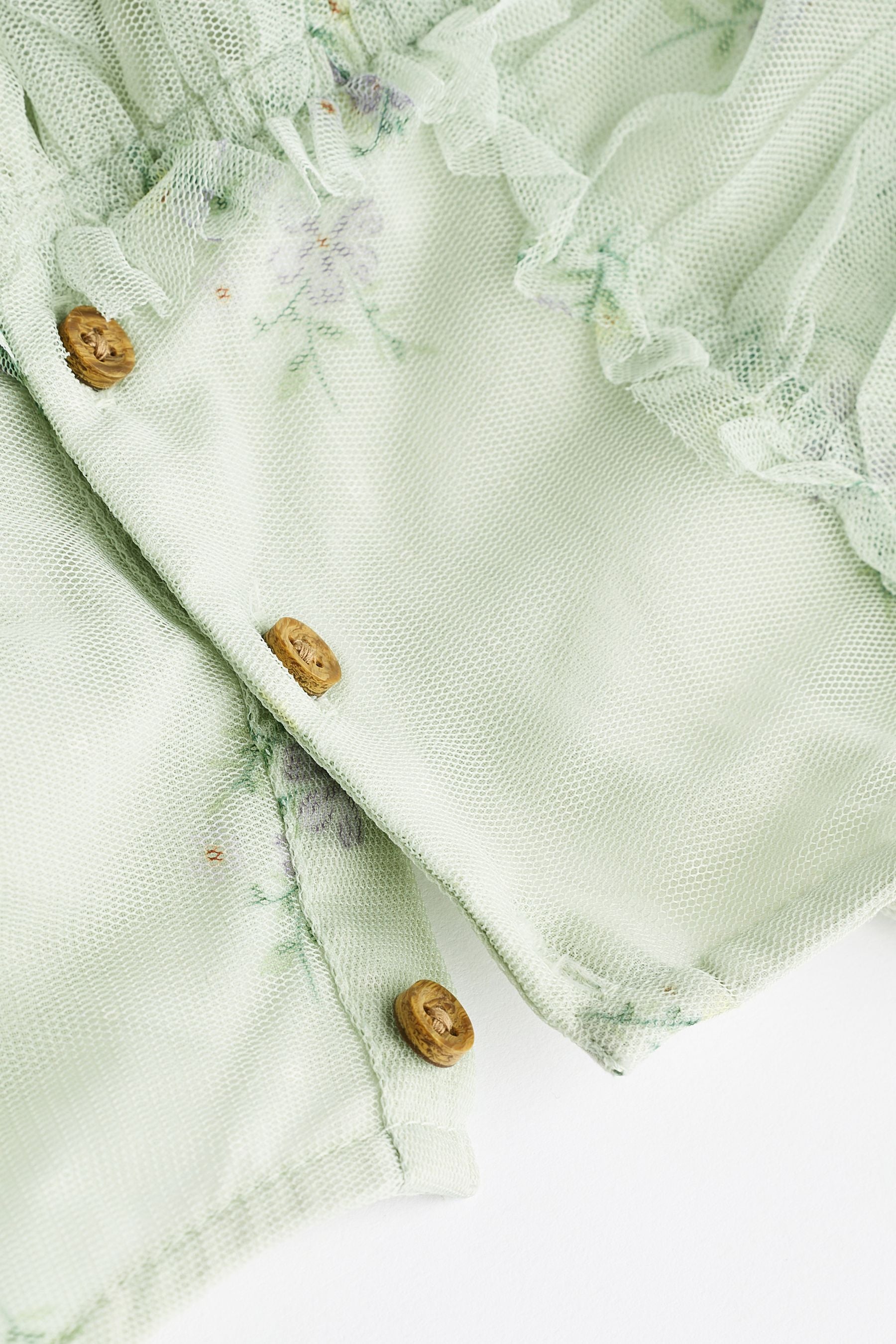 Green Floral Baby Party Frill Sleeve Dress (0mths-2yrs)