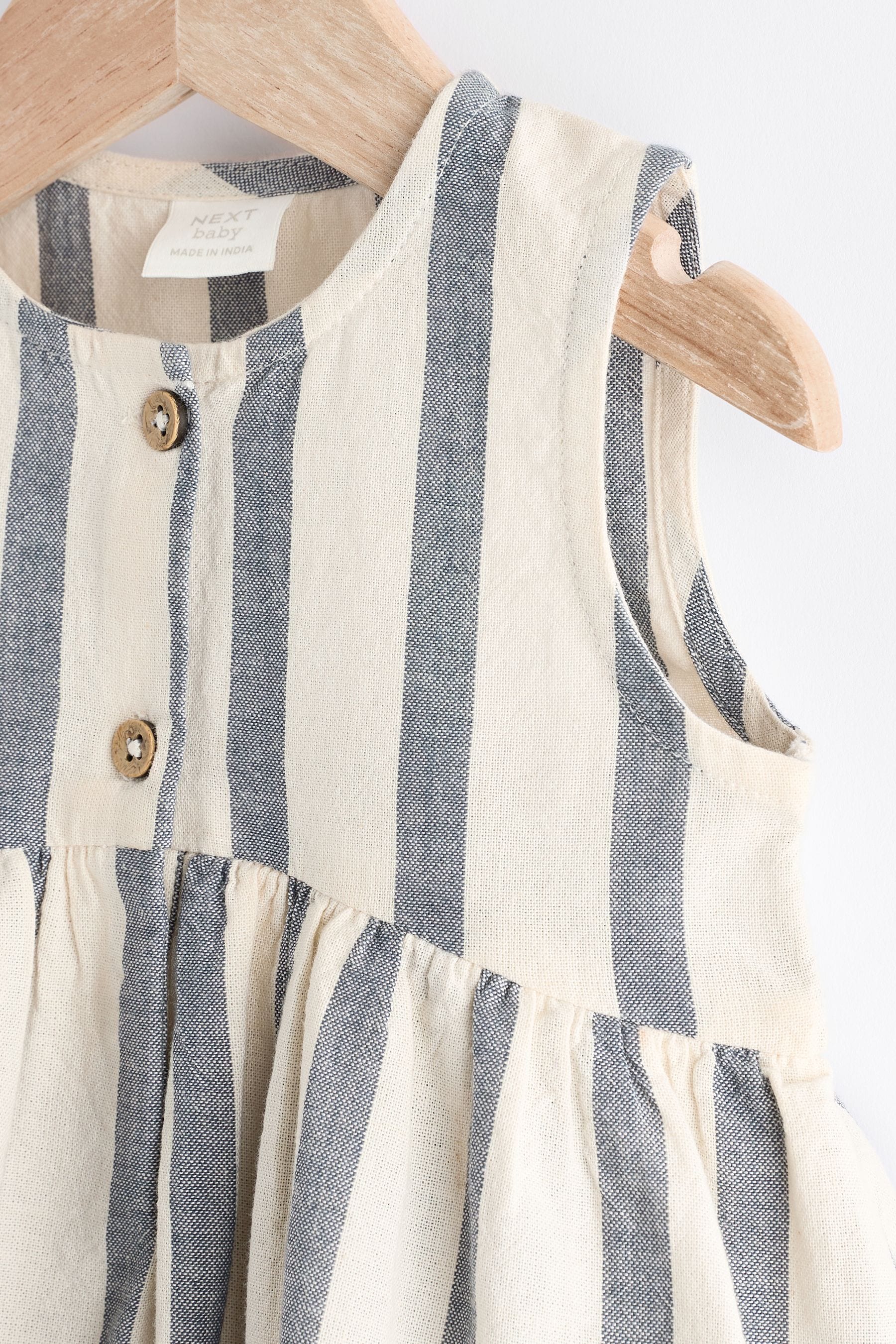 Grey/White Stripe Baby Integral Knickers Dress (0mths-2yrs)