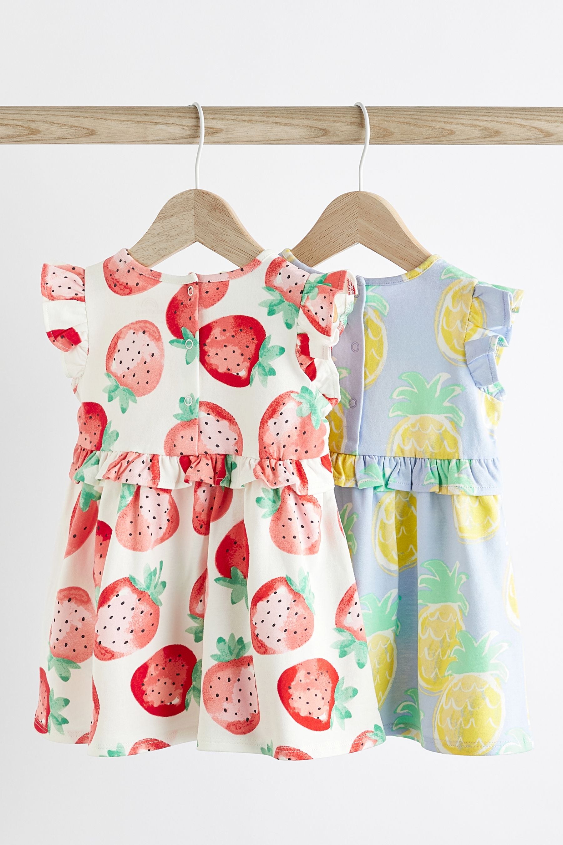 Pink/ Lilac Fruit Print Baby Jersey Dress 2 Pack (0mths-3yrs)