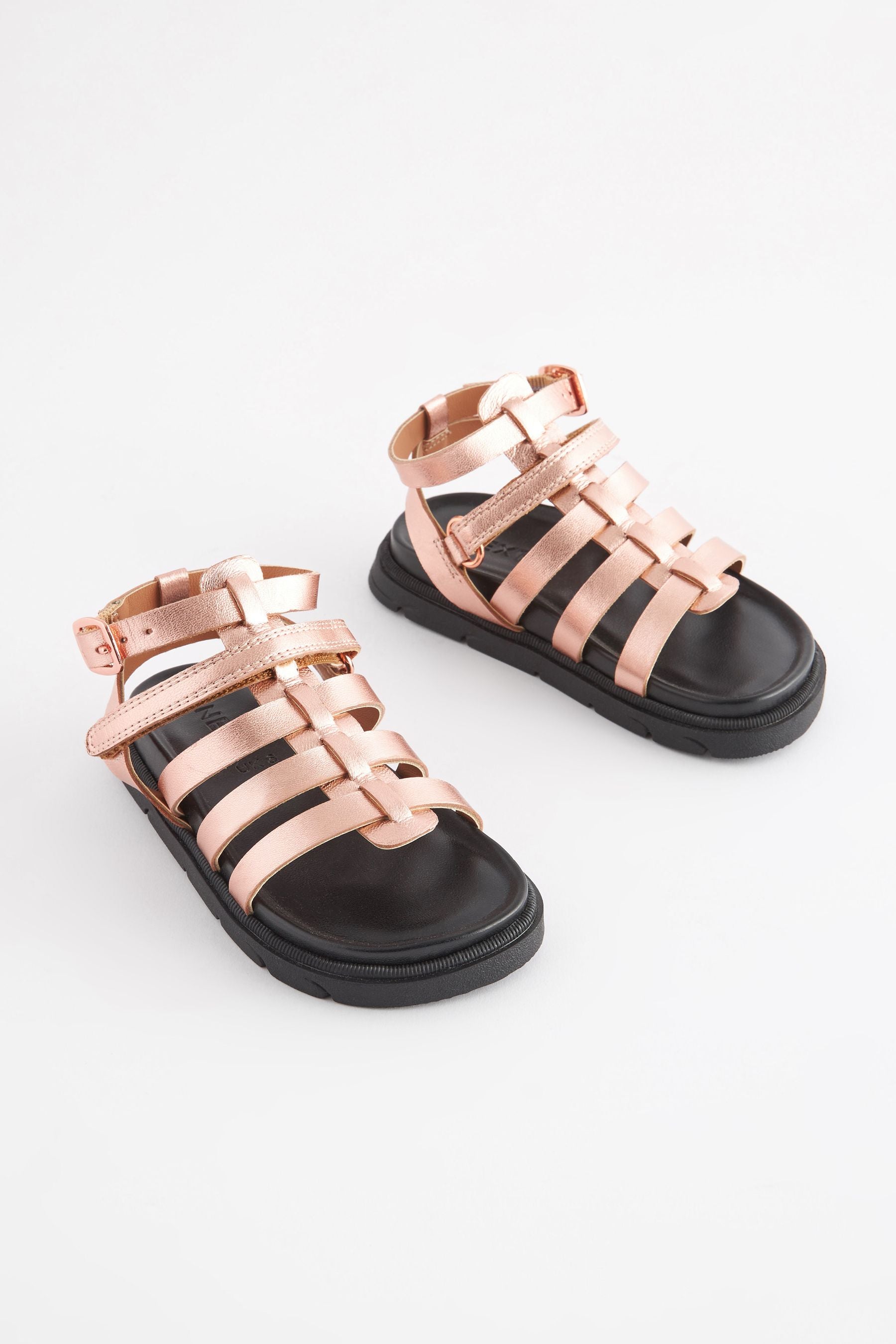 Rose Gold Leather Gladiator Sandals