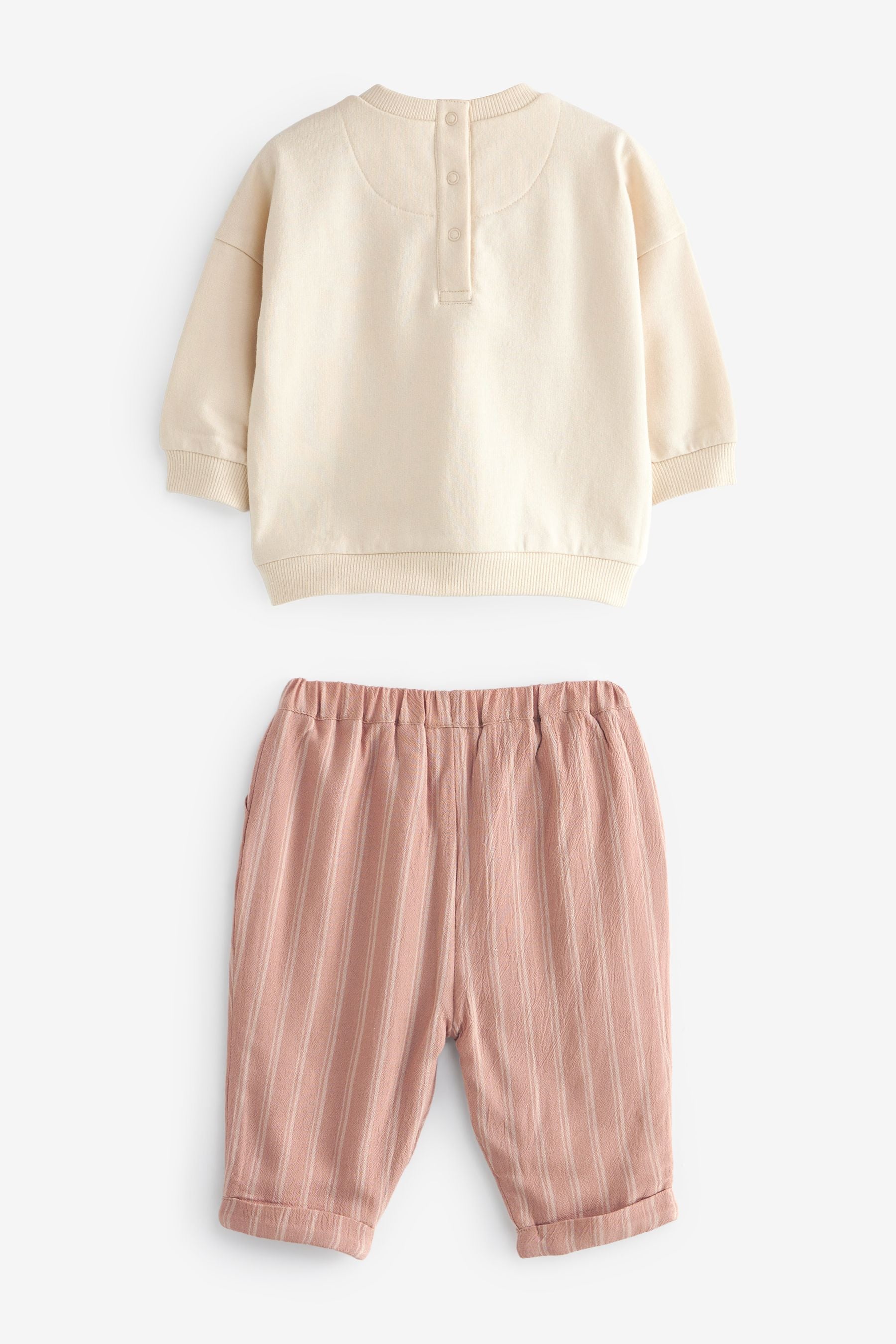 Pink/Cream 2pc Baby Sweater & Trousers Set