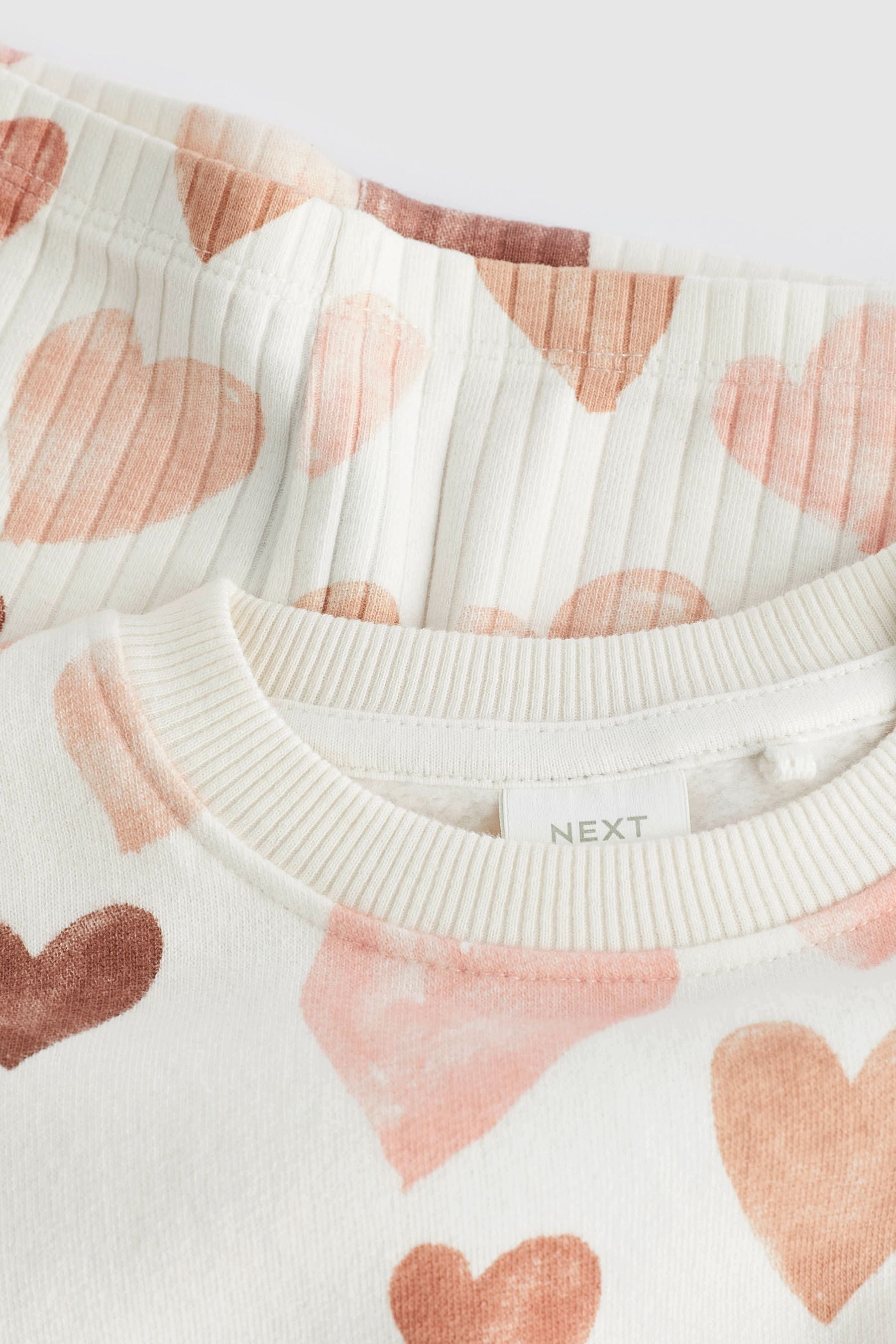 Pink/Cream Heart 2 Piece Baby Sweat & Leggings Set