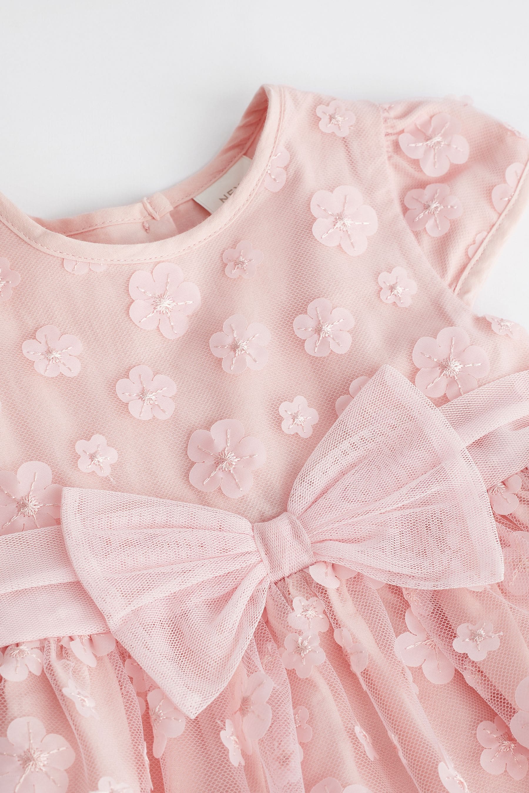 Pink 3D Flowers Baby Occasion Dress (0mths-2yrs)