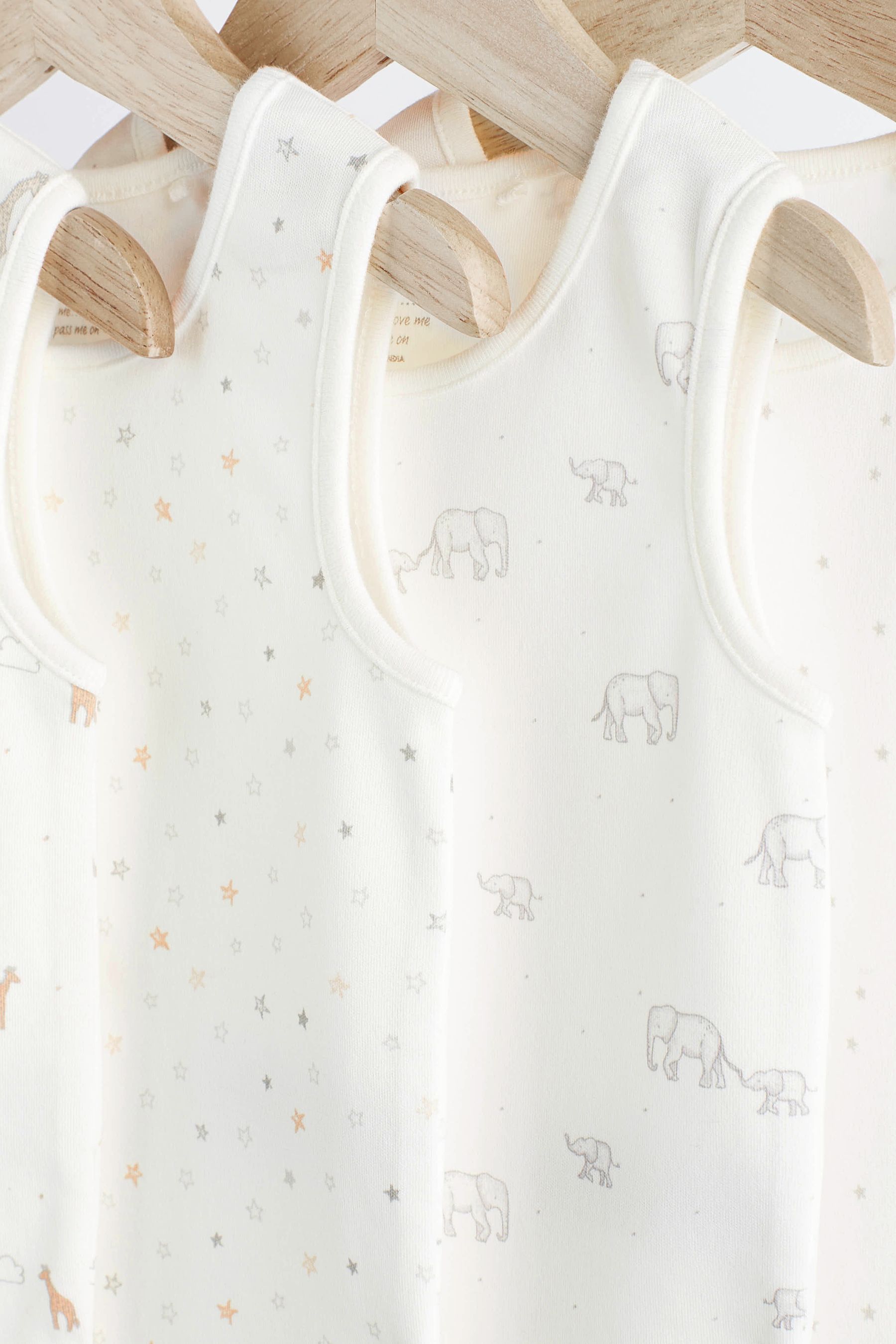 Delicate White Animal 4 Pack 4 Pack Baby Vest Bodysuits