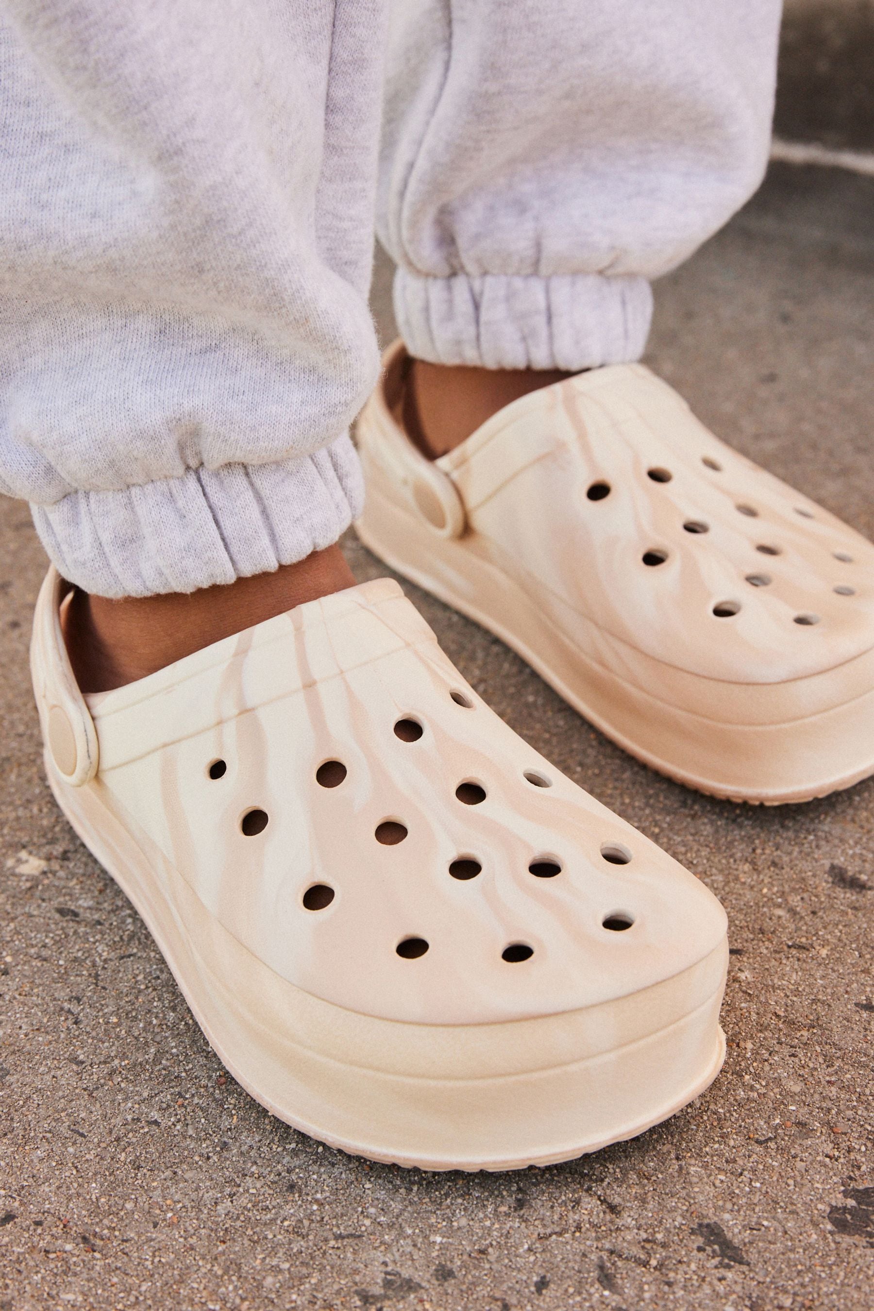 Neutral Marble Chunky Clogs